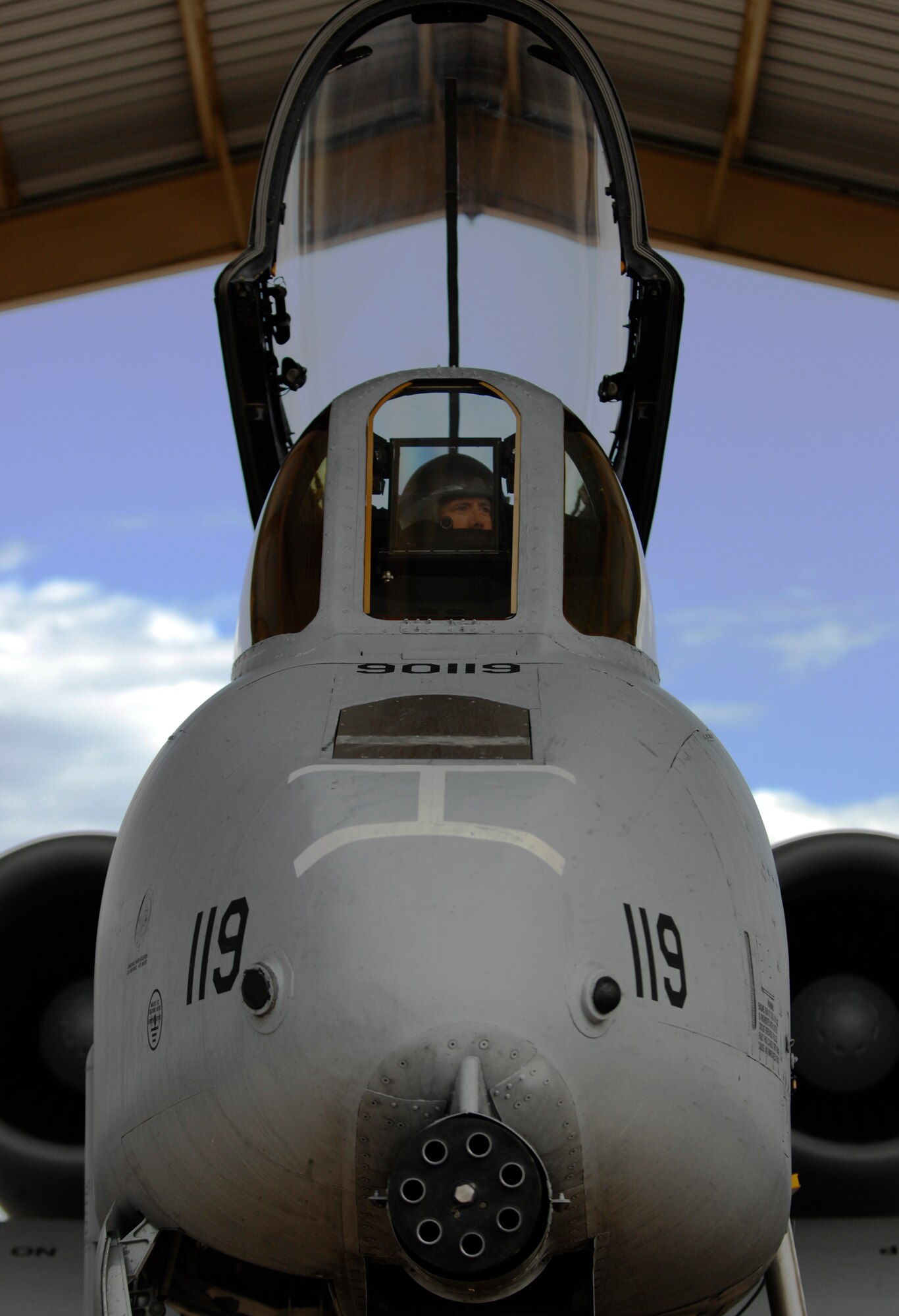 WHITEMAN AIR FORCE BASE, Mo. - Lt. Col. John Marks, 303rd Fighter Squadron A-10 Thunderbolt II pilot, watches signals from a crew chief here Sept. 21. Approximately 20 maintainers from the 442nd Fighter Wing deployed to Afghanistan in September for a six-month deployment where they will support the Michigan Air National Guard through aircraft maintenance and operations. Nearly 300 more reservists from the 442nd FW are scheduled to deploy to the area of responsibility in January 2012. (U.S. Air Force photo by Senior Airman Cody H. Ramirez)