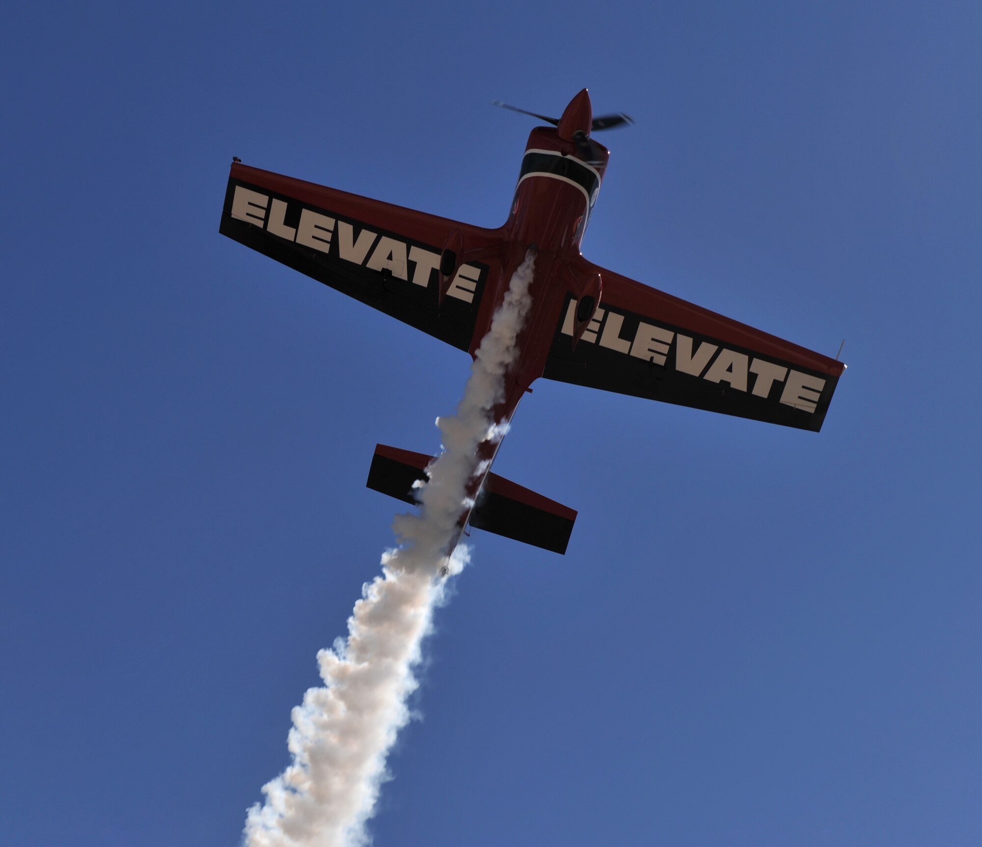 MOUNTAIN HOME AIR FORCE BASE, Idaho – An aircraft flies overhead during an aerial demonstration for Gunfighter Skies 2011 here Sept. 18. The aircraft was flown in honor of Greg Poe, who owned the aircraft and died suddenly after an apparent heart attack July 24, 2011. (U.S. Air Force photo by Airman 1st Class Heather Hayward) 