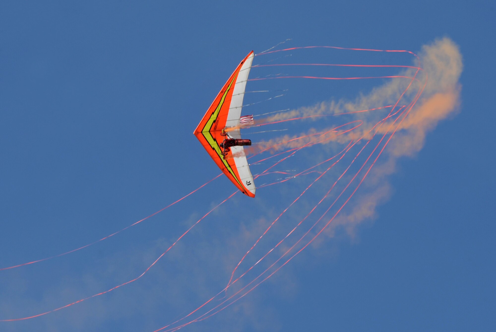MOUNTAIN HOME AIR FORCE BASE, Idaho – Dan Buchanan hang glides during Gunfighter Skies 2011 here Sept. 17. Buchanan legs were paralyzed in 1981 while landing in stormy weather, yet he returned to flying six months later. (U.S. Air Force photo by Airman 1st Class Heather Hayward) 