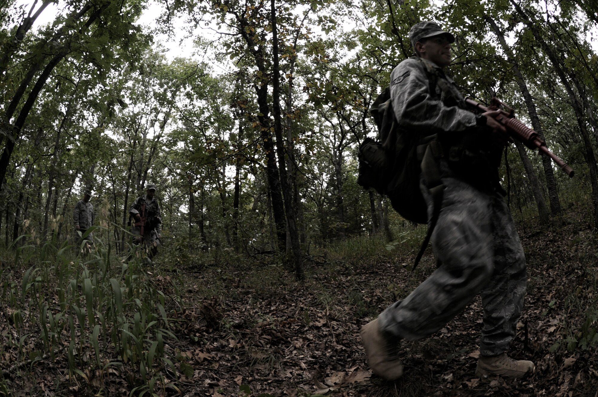 KNOB KNOSTER, Mo. - Members of the 509th Security Forces Squadron train on land navigation in preparation of the Air Force Pre-Ranger Course Sept. 16. The course is the Air Force prerequisite for the Army Ranger School, which ensures the Air Force only sends the best-of-the-best to represent its force. (U.S. Air Force photo by Senior Airman Cody H. Ramirez)
