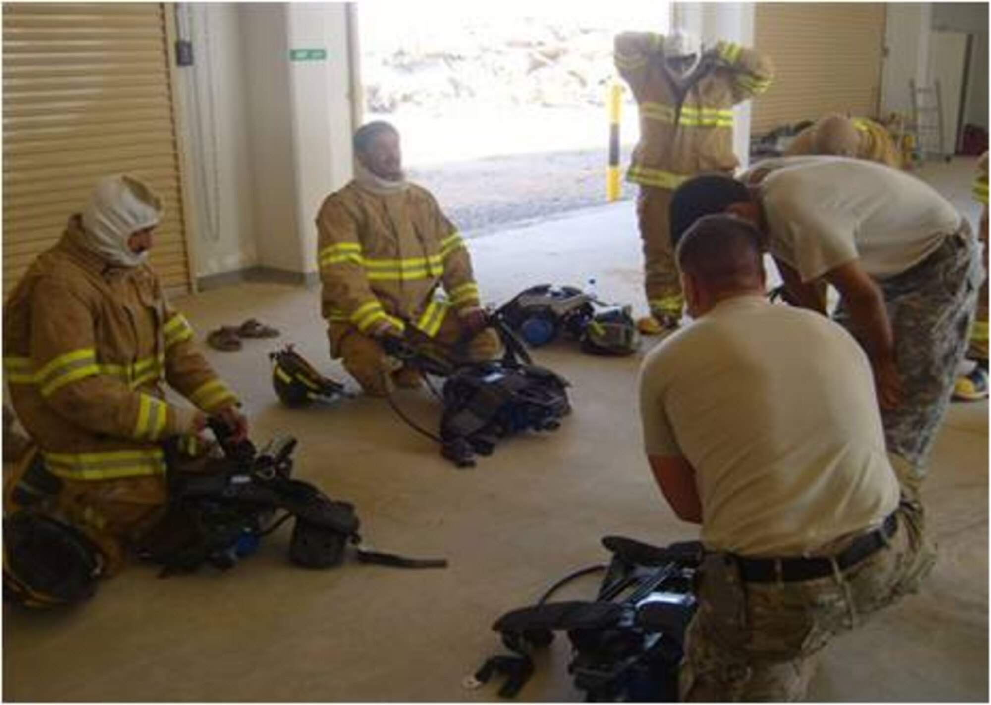 Kandahar Air Wing’s fire department held its first three-level training class taught by the 683rd Army fire detachment recently. The course is slated to last approximately three months with seven Afghan Air Force firefighters enrolled. KAW Fire Department now has 13 firefighters that are qualified to protect and respond to all Afghan aircraft emergencies on the AAF ramp, 77 Air Wing facilities and 600 base members said Holland. (U.S. Air Force courtesy photo)
