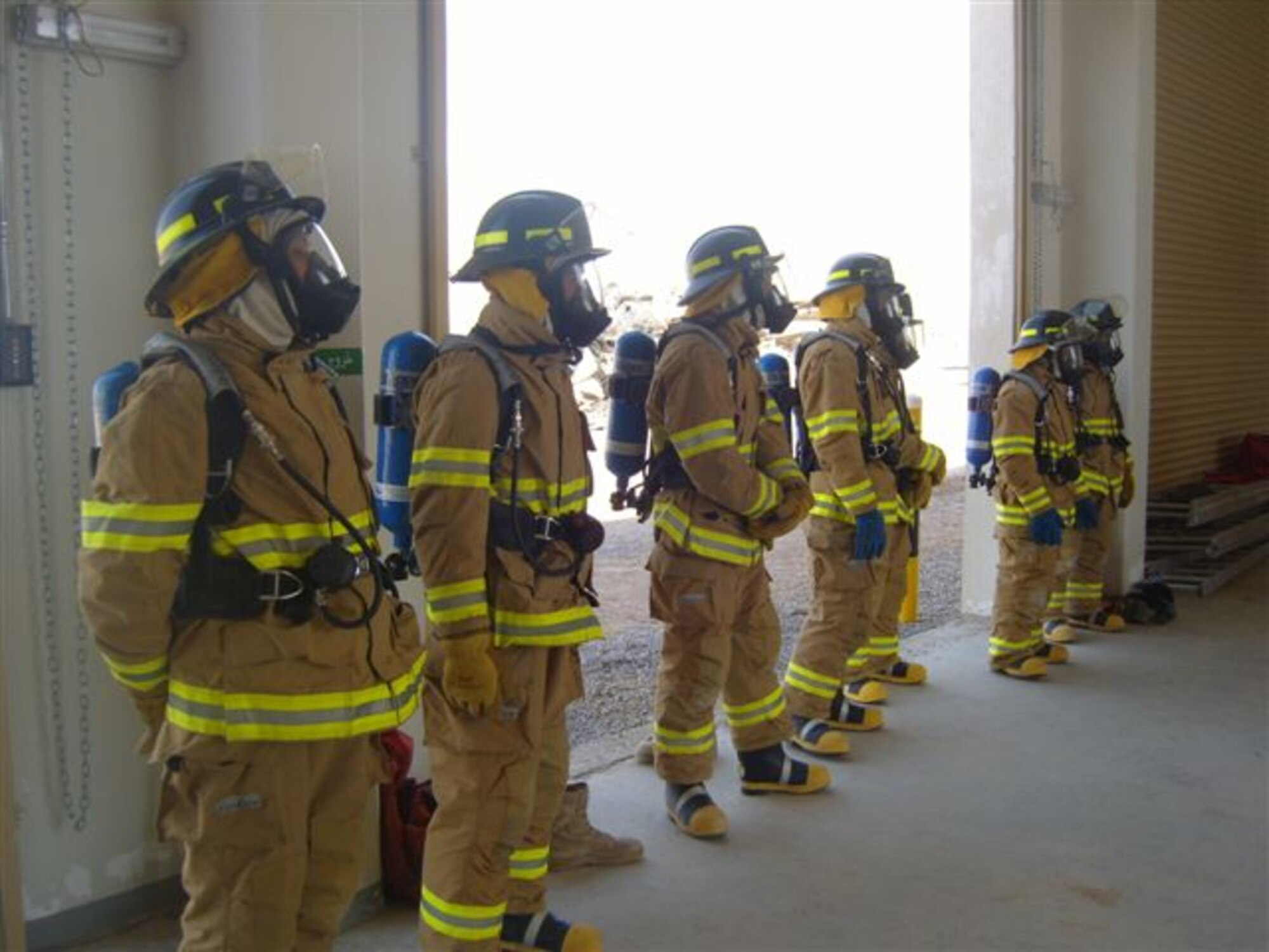 Kandahar Air Wing’s fire department held its first three-level training class taught by the 683rd Army fire detachment recently. The course is slated to last approximately three months with seven Afghan Air Force firefighters enrolled. KAW Fire Department now has 13 firefighters that are qualified to protect and respond to all Afghan aircraft emergencies on the AAF ramp, 77 Air Wing facilities and 600 base members said Holland. (U.S. Air Force courtesy photo)
