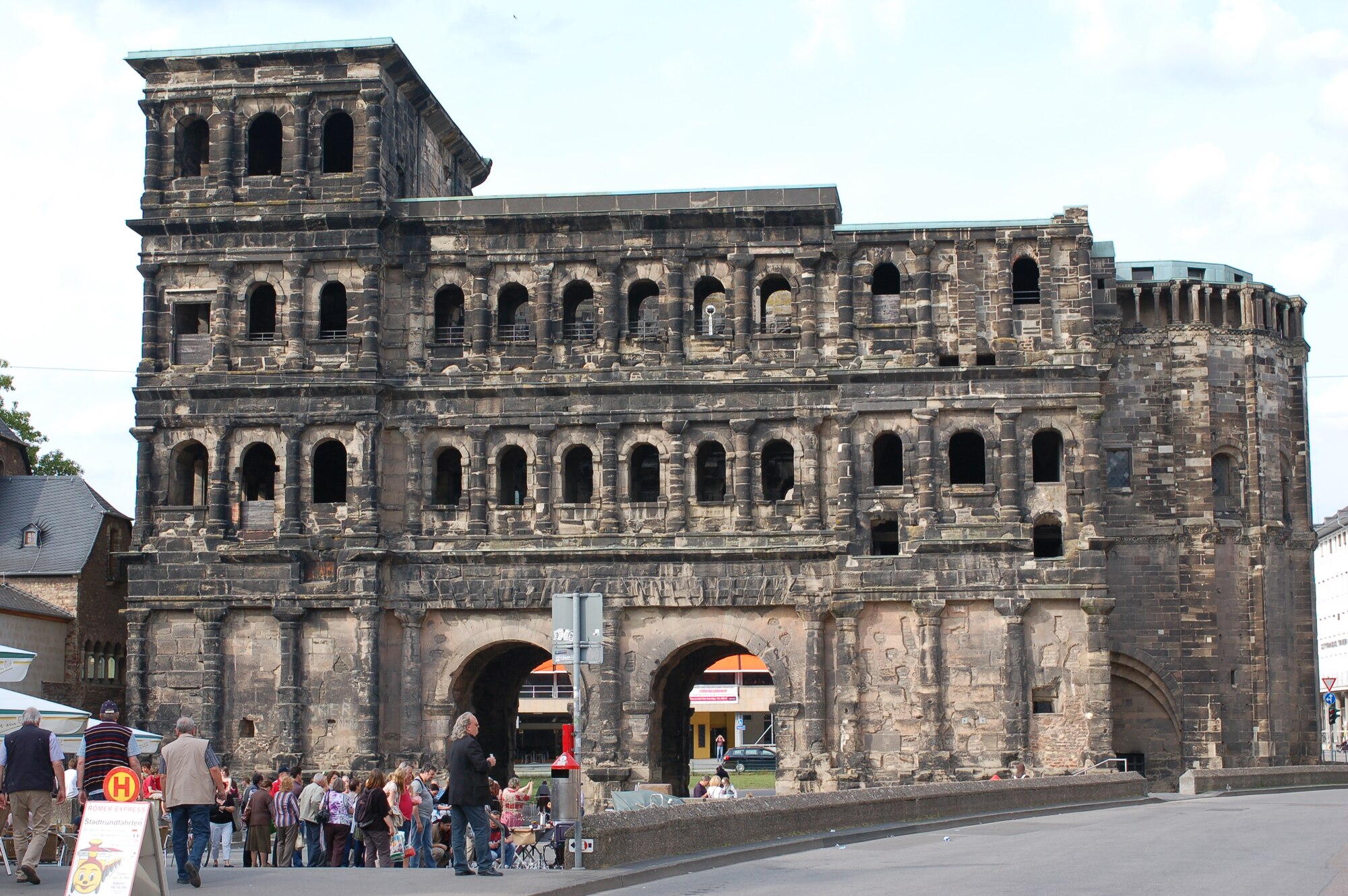 Trier’s Porta Nigra, also known as the Black Gate to the city, dates back to the Roman Empire and is the symbol of the city. Many concerts and entertainment events occur in front of the Porta Nigra. To obtain more information about eventsin Trier and other locations throughout the Eifel, go to http://www.spangdahlem.af.mil/thesaberherald.asp. (US Air Force photo/Iris Reiff)
