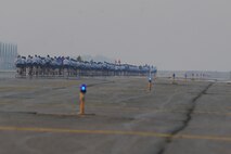 KUNSAN AIR BASE, Republic of Korea -- Members of the Wolf Pack participate in the warrior run here Sept. 16. The warrior run was one event held to remember the prisoners of warrior and missing in action servicemembers because they are never forgotten. (U.S. Air Force photo/Senior Airman Brittany Y. Bateman)