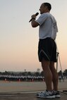 KUNSAN AIR BASE, Republic of Korea -- Col. Scott Pleus, 8th Fighter Wing commander, gives the opening remarks before starting the Warrior Run here Sept. 16. The warrior run was one event held to remember the prisoners of warrior and missing in action servicemembers because they are never forgotten. (U.S. Air Force photo/Senior Airman Brittany Y. Bateman)