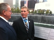 Medal of Honor recipient Sgt. Dakota Meyer visits the Ground Zero Memorial in New York Sept. 21, 2011. Meyer is the first living Marine to be awarded the Medal of Honor for actions since Vietnam. In 2009, he made multiple trips into an intense firefight to try and save members of his team.