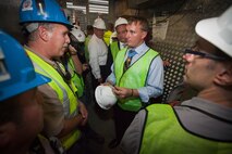 NEW YORK --  Sgt. Dakota Meyer, the first living Marine to be awarded the Medal of Honor for actions since Vietnam, asked the construction workers he met to sign his hard hat during a tour of the Freedom Tower Sept. 21. Meyer spoke at a ceremony at the National September 11 Memorial & Museum before touring the Freedom Tower. During his speech he told the audience of mostly veterans, firefighters, police and construction workers, "people have been calling me a hero a lot lately, but you are the real heroes... If this is what being a hero feels like, you can have it." For more information, visit www.dakotameyer.com. (Official Marine Corps photo by Sgt. Randall A. Clinton / RELEASED)