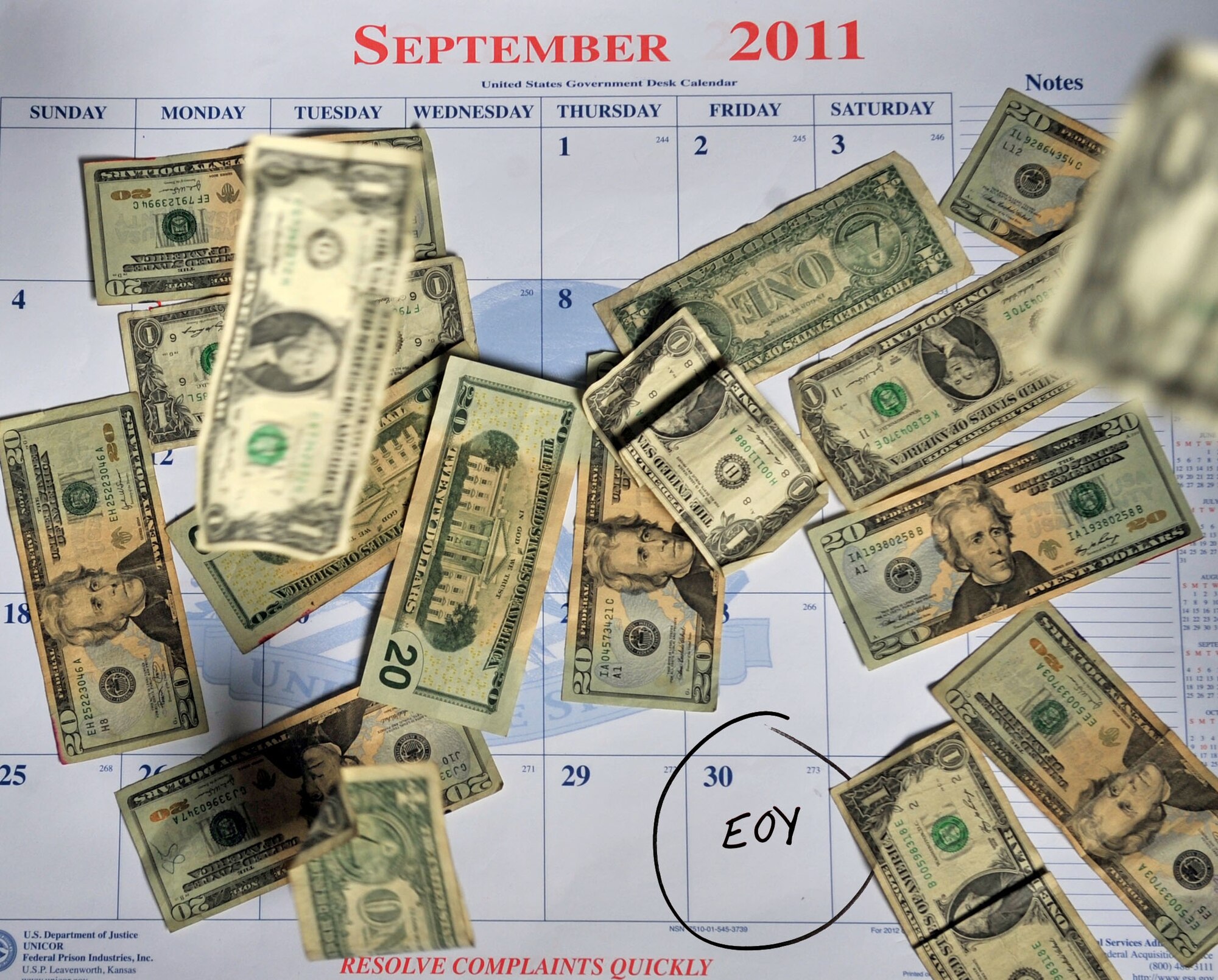 Each year the Air Force receives funding for defense related expenditures. At the end of the fiscal year, Sept. 30, the funding dispersed must be allocated and all accounts must be closed. (U.S. Air Force photo illustration/Airman 1st Class Micaiah Anthony)(RELEASED)