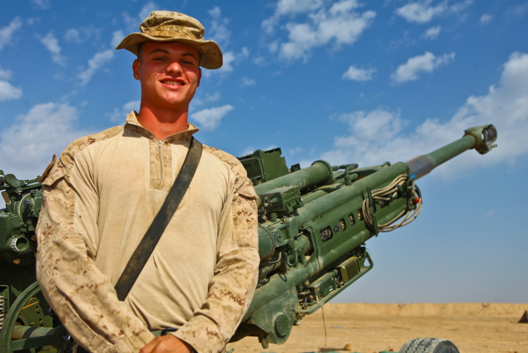 New Orleans native Cpl. Mason Panyko, an artilleryman with 1st Battalion, 12 Marine Regiment, made becoming a Marine his goal after his uncle, a former Marine, helped him graduate high school.  Panyko is now an artillery recorder, responsible for listening to, recording and repeating fire mission commands and keeping track of ammunition in order to ensure rounds are on target.