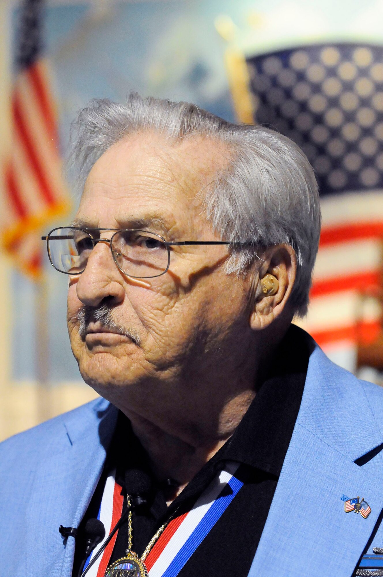 Bill Freeman was key note speaker at the POW/MIA recognition Day ceremony at the Museum of Aviation Sept. 14. He served as a U.S. Army Private First Class soldier during the Korean War and was held captive as a Prisoner of War from Feb. 12, 1951 to Aug. 19, 1953.  Mr. Freeman pretended to "go crazy" to survive 2 1/2 years of captivity. U. S. Air Force photo by Sue Sapp