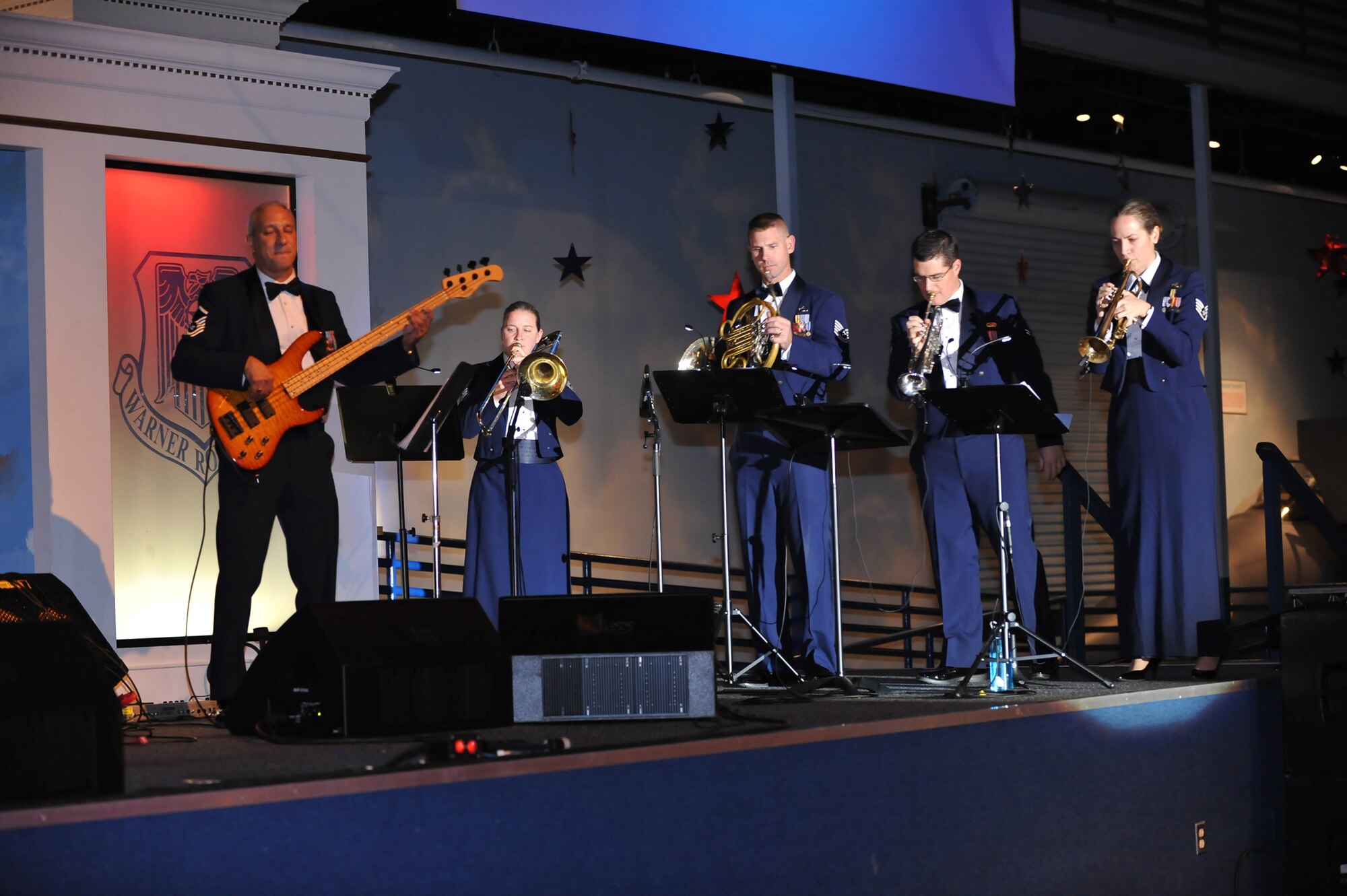 Airmen from the Band of the Air Force Reserve perform during the celebration. Retired Col. Joe Jackson, a Medal of Honor recipient, and local community leaders were among those in attendance.  U. S. Air Force photo by Gary Cutrell