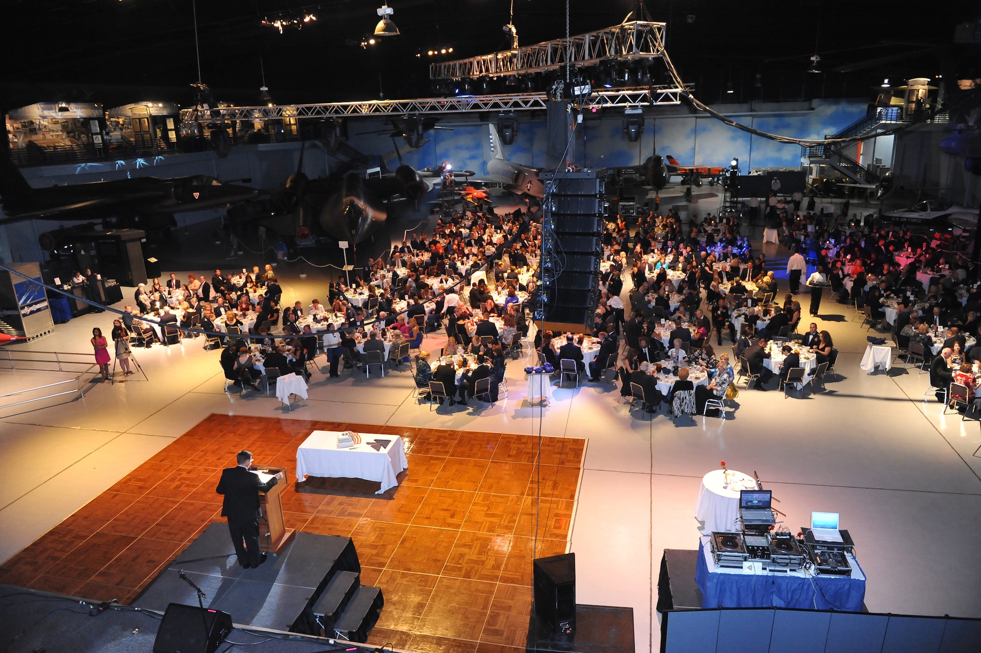 Hundreds of people attended the celebration at the Century of Flight Hangar. U.S. Sen. Saxby Chambliss, Ben Jones from WMAZ-TV and Warner Robins native Bobbie Eakes, an actress and singer were among those in attendance.  U. S. Air Force photo by Gary Cutrell
