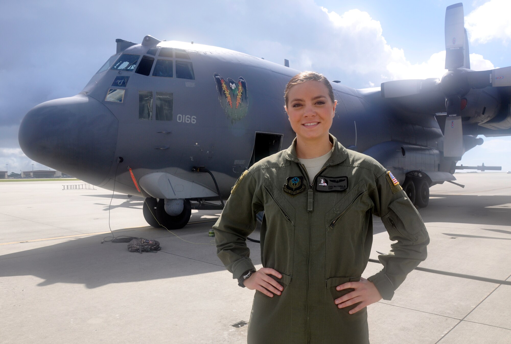 Staff Sgt. Erin McLoughlin, 4th Special Operations Squadron AC-130U Instructor Loadmaster, was selected for this month's Tip of the Spear spotlight at Hurlburt Field, Fla., Sept. 23, 2011. (U.S. Air Force photo by Senior Airman Joe McFadden)
