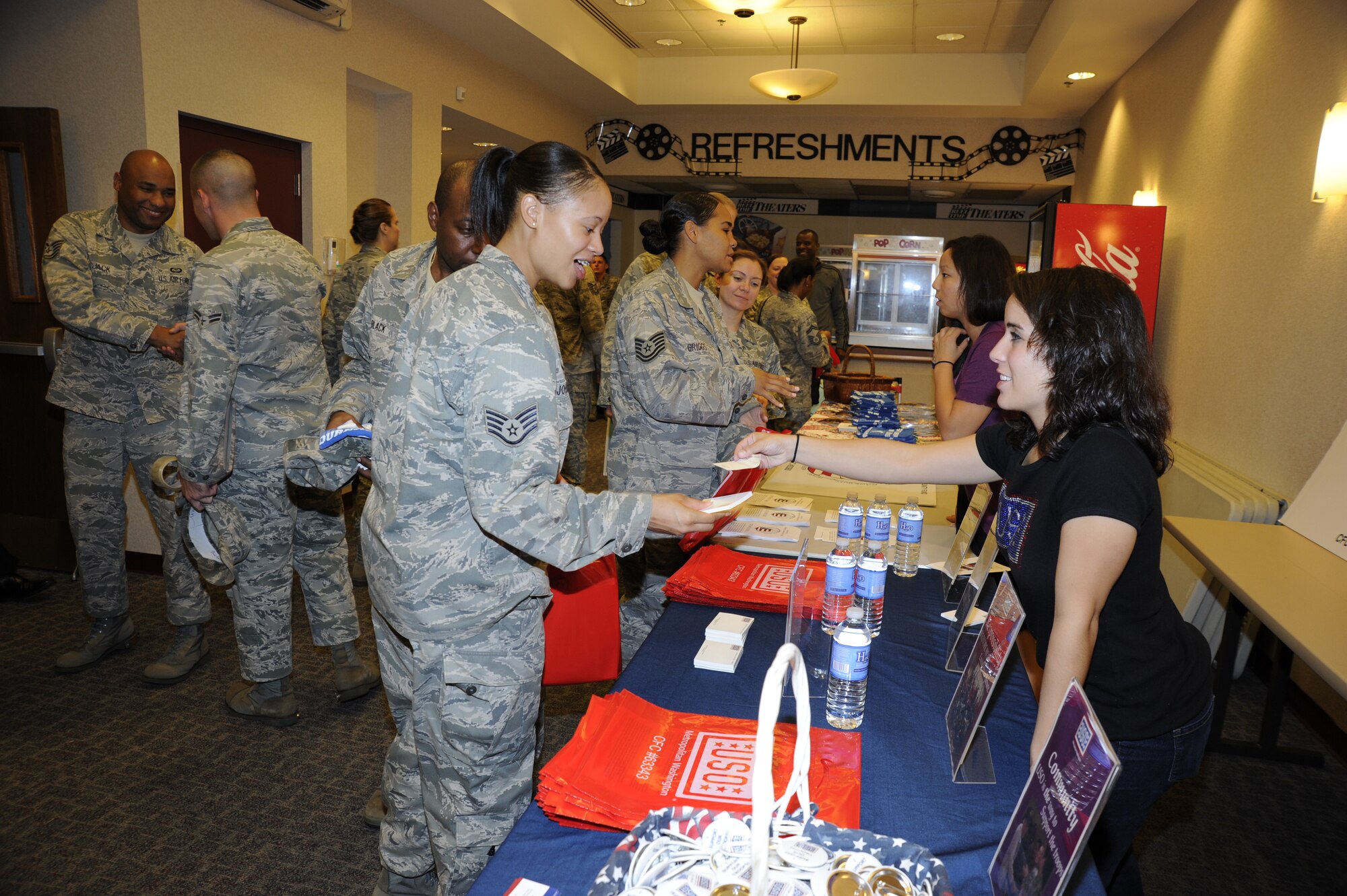 Mrs. Christi Bragg, mobile United Service Organization specialist, and Mrs. Patricia Chan, USO metro marketing and development coordinator, inform Air Force District of Washington about the services provided by the USO. The USO is just one of the more than 2,000 charities on the Combined Federal Campaigns donation list. (U.S. Air Force photo by Staff Sgt. Christopher Ruano)