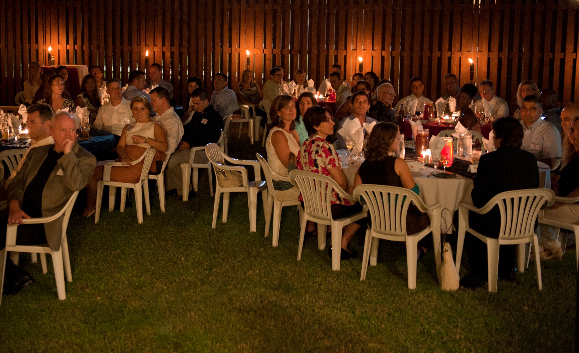 Incirlik’s 39th Air Base Wing and 10th Tanker Base command leadership gather for the annual Turkish and American social Sept. 24, 2011, at Incirlik Air Base, Turkey. The social was an opportunity for new Turkish and American leadership to interact and get to know one another. (U.S. Air Force photo by Senior Airman Anthony Sanchelli/Released) 