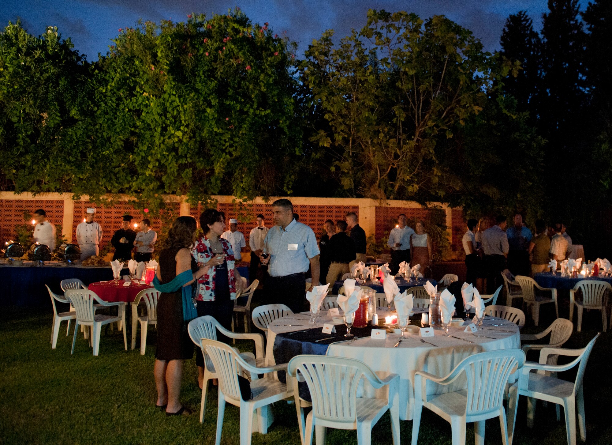 Incirlik’s 39th Air Base Wing and 10th Tanker Base command leadership gather for the annual Turkish and American social Sept. 24, 2011, at Incirlik Air Base, Turkey. The social was an opportunity for new Turkish and American leadership to interact and get to know one another. (U.S. Air Force photo by Senior Airman Anthony Sanchelli/Released) 