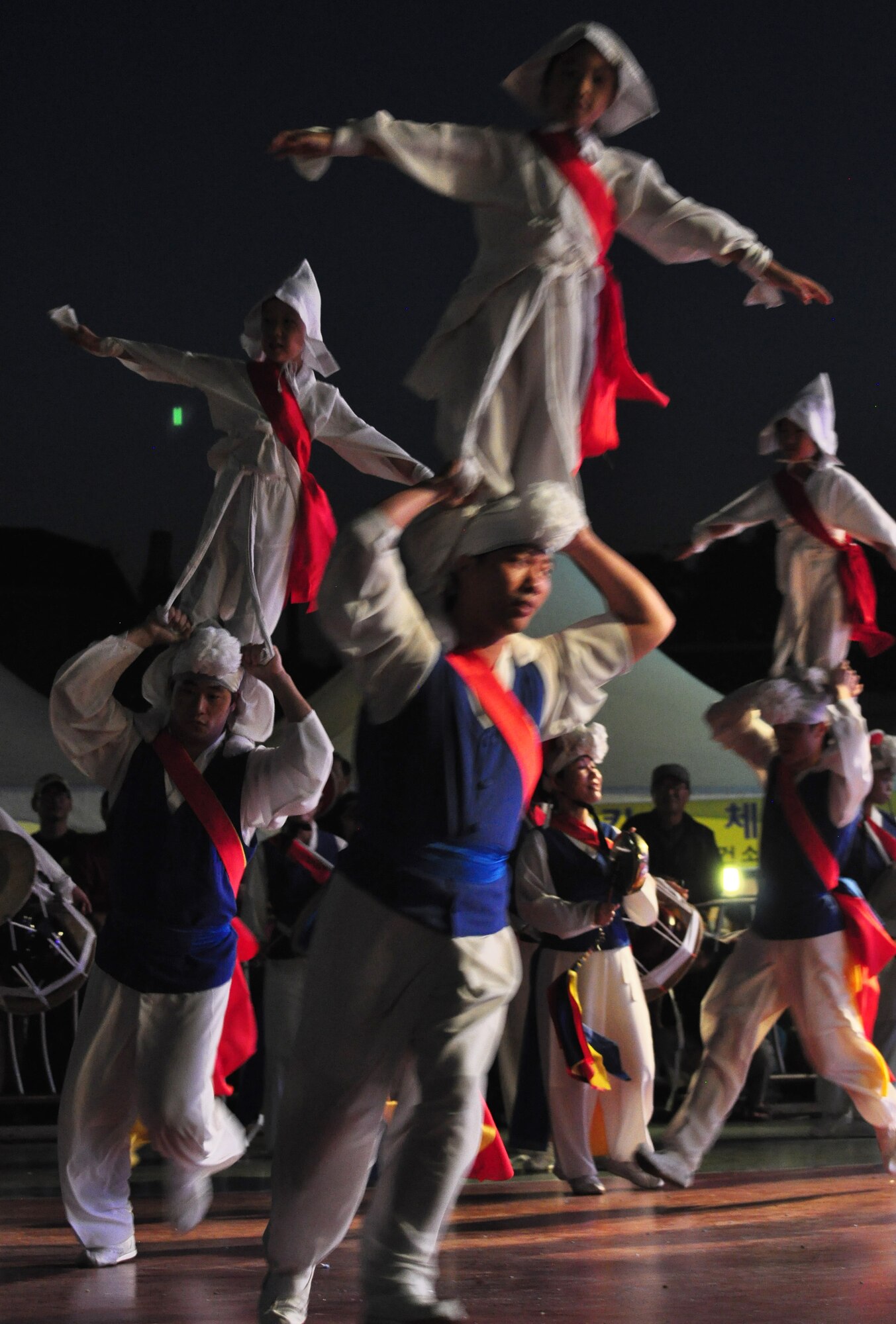 Dancers perform a traditional Korean dance Sept. 24, 2011, at the eighth annual Korean American Friendship Cultural Festival. The festival was sponsored by the Songtan Chamber of Commerce and celebrates the great friendship between Koreans and Americans. (U.S. Air Force photo/Tech. Sgt. Chad Thompson)