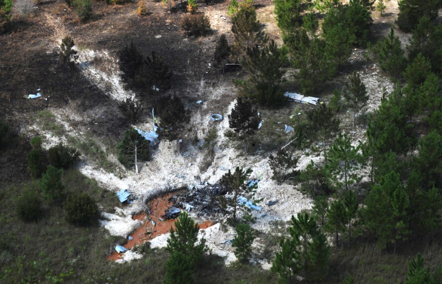 An investigation began into the Air Force A-10C Thunderbolt II aircraft incident that occurred at approximately 2: 45 p.m. Monday, Sept. 26, 2011 in a non residential area northeast of Berlin, Georgia in Cook County.  An Air Force A-10C pilot assigned to the 23rd Wing ejected from the aircraft during a routine mission. The Incident is still under investigation and once the investigation report is final, Air Combat Command will release the results.  (U.S. Air Force photo by Senior Airman Stephanie Mancha/Released)