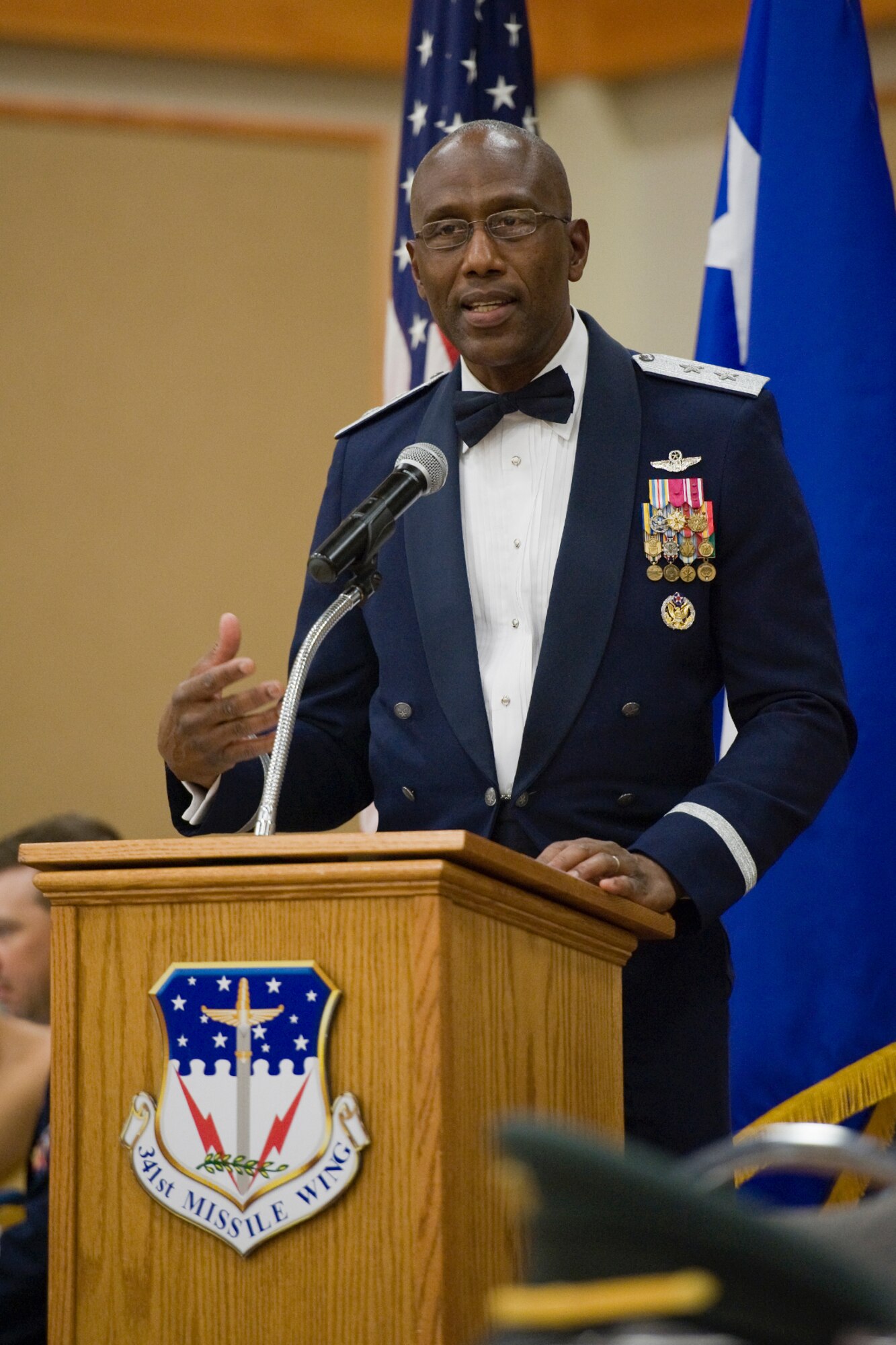 Maj. Gen. Harold Mitchell, Deputy Inspector General of the Air Force, speaks to the Team Malmstrom members attending the Air Force Ball Sept. 17.  (U.S. Air Force photo/Beau Wade)