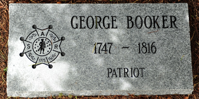 Revolutionary War citizen patriot George Booker’s grave marker is unveiled during a ceremony held by the Sons of the American Revolution Virginia Society at Langley Air Force Base, Va., Sept. 24, 2011. Langley AFB is built on the land formerly known as Sherwood Plantation, acquired by Booker in 1771 and has been his resting place since his death in 1816. (U.S. Air Force photo by Airman 1st Class Teresa Cleveland/Released)
