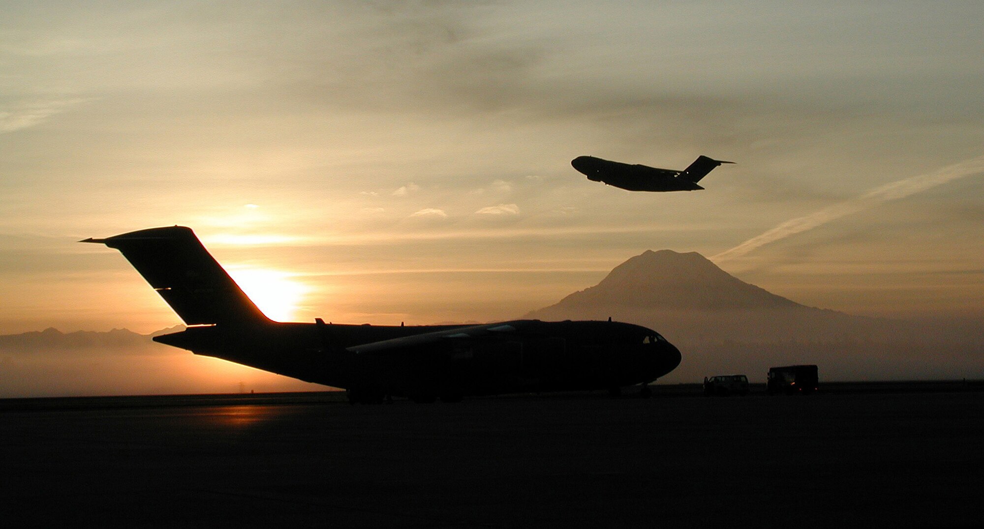 MCCHORD FIELD, Wash., -- A C-17 takes off in the early morning hours from McChord Field, Wash. The C-17 Globemaster took its maiden flight in 1991.  McChord Airmen from the 62nd and 446th Airlift Wings here have been flying C-17s since 1999.  (U.S. Air Force file photo)
