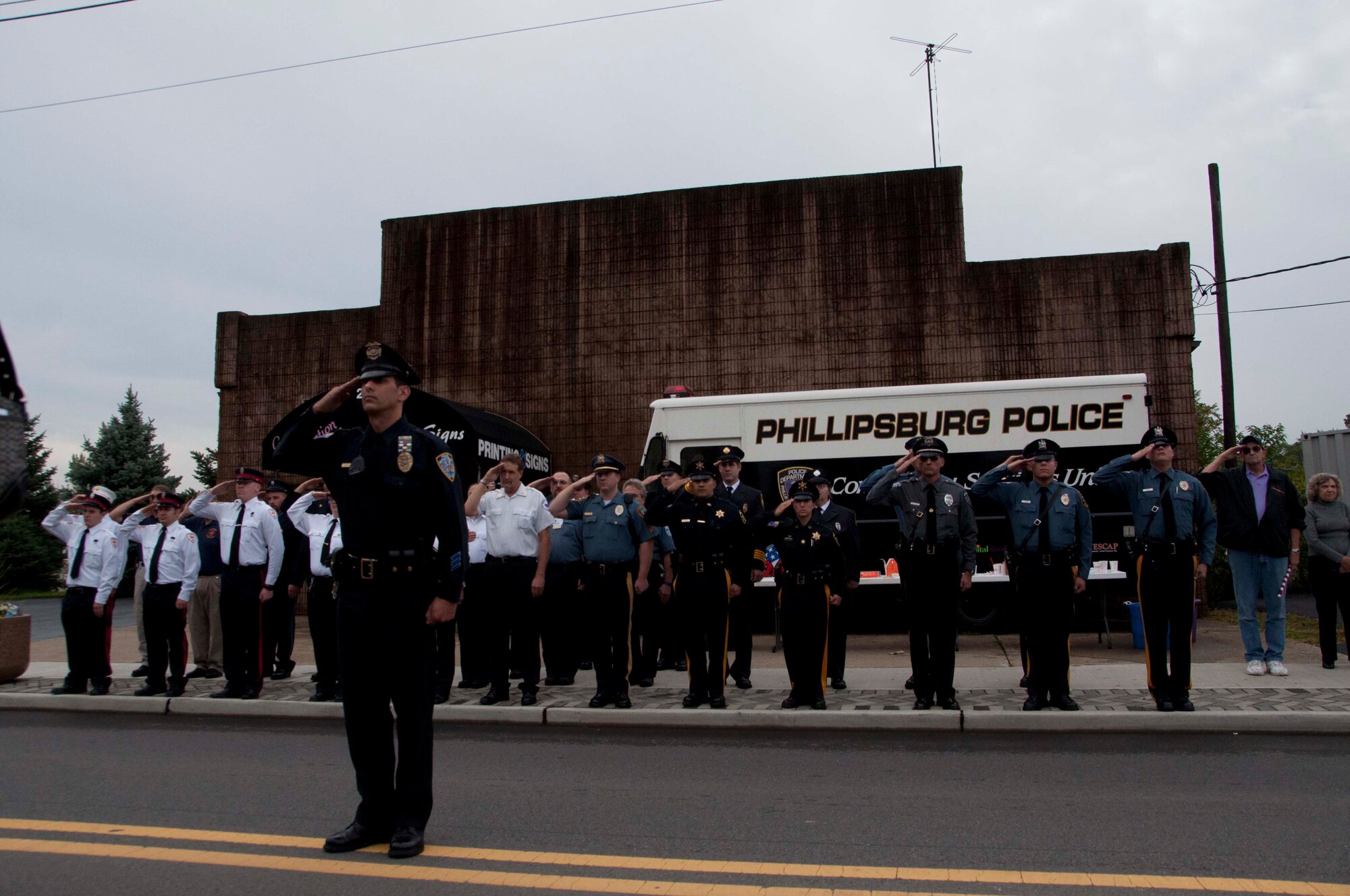 The Phillipsburg, N.J. and Easton, Pa. communities honor Maj. Bruce Lawrence Sept. 24, 2011 as his remains were brought through his hometown for the final time to a cemetery in Easton, Pa. Lawrence was an F4-C Phantom II pilot who was shot down in Vietnam in 1968. Lawrence’s remains were recovered and positively identified through the Joint POW/MIA Accounting Command after they were missing nearly four decades. (U.S. Air Force photo/2nd Lt. Michael Gibson)