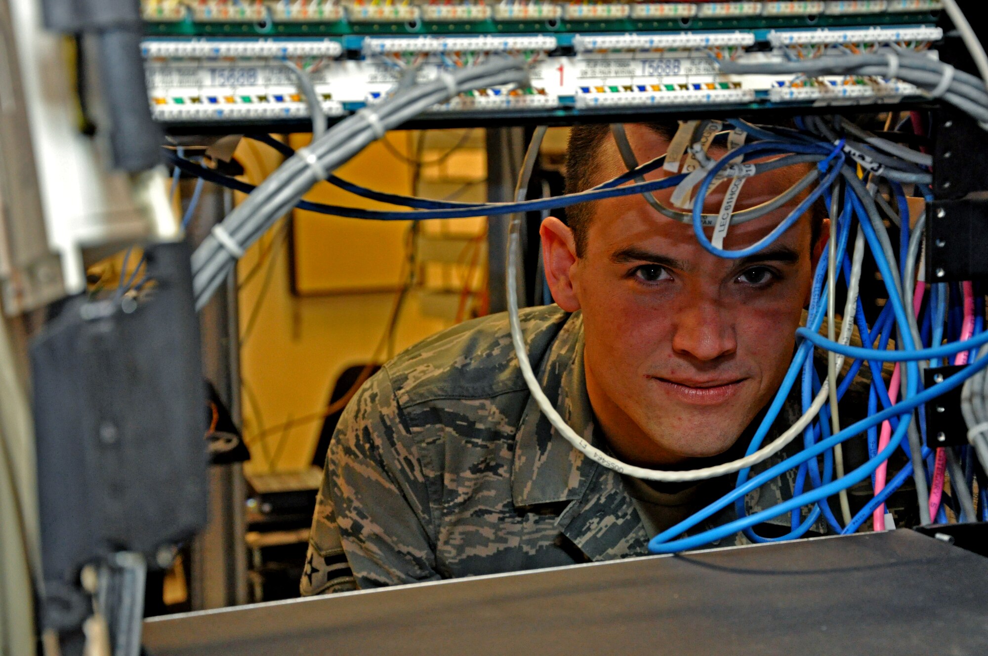 Airman 1st Class Cole Grim, 319th Communications Squadron, is the Warrior of the Week Sept. 27. Warrior of the Week recognizes everyday Airmen performing their every day jobs. (U.S. Air Force photo/Airman 1st Class Derek VanHorn)