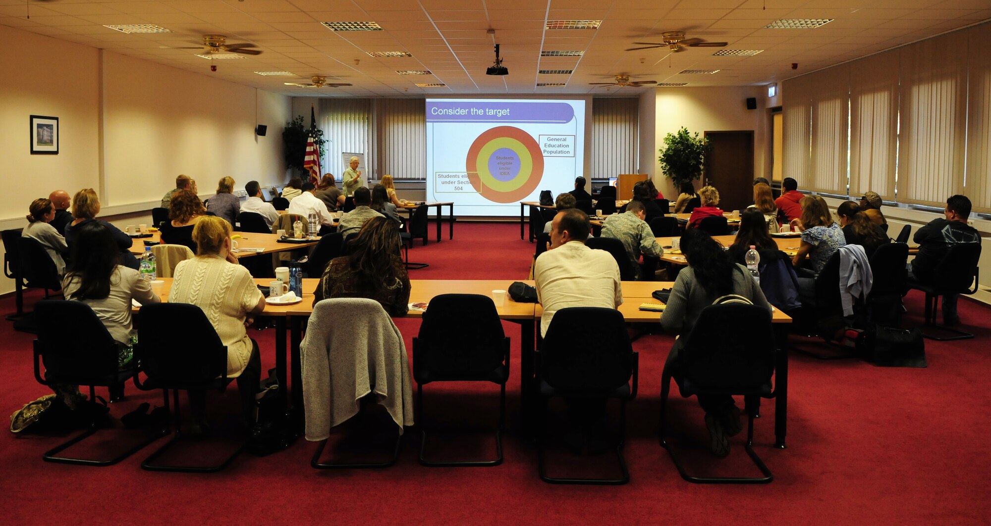 SPANGDAHLEM AIR BASE, Germany – Parents of special-needs children and Department of Defense Dependents Schools employees attend a Parent/Professional workshop here Sept. 27. The workshop was hosted by the 52nd Force Support Squadron Airman and Family Readiness Center and the Exceptional Family Member Program to educate Sabers and education professionals about the various programs available for raising and educating special-needs children. (U.S. Air Force photo/Airman 1st Class Matthew B. Fredericks)