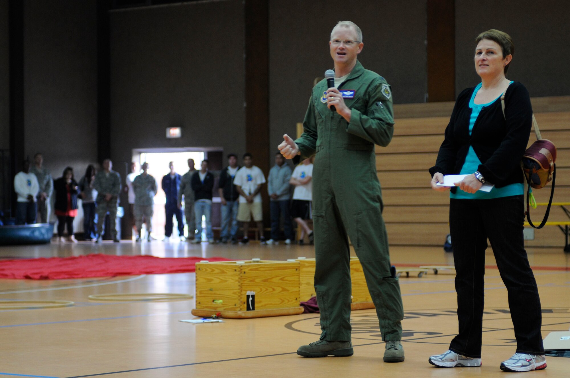 SPANGDAHLEM AIR BASE, Germany  --  Col. Chris Weggeman, 52nd Fighter Wing commander, opens the annual St. Martin’s Special Children’s Day here Sept. 22 at the Skelton Memorial Fitness Center. This is the 16th year Spangdahlem AB has hosted the German and American partnership building event with the Bitburg school. (U.S. Air Force photo/Senior Airman Natasha E. Stannard)
