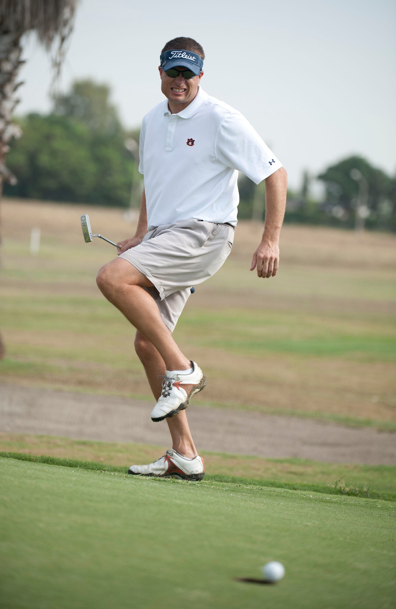 Ryan Stebbins, 39th Force Support Squadron, misses a putt during the Club Championship Sept. 24, 2011, at the Hodja Lakes Golf Course, Incirlik Air Base, Turkey. Thirty-one people competed in the championship. Stebbins won with a score of 154. (U.S. Air Force photo by Senior Airman Clayton Lenhardt/Released)