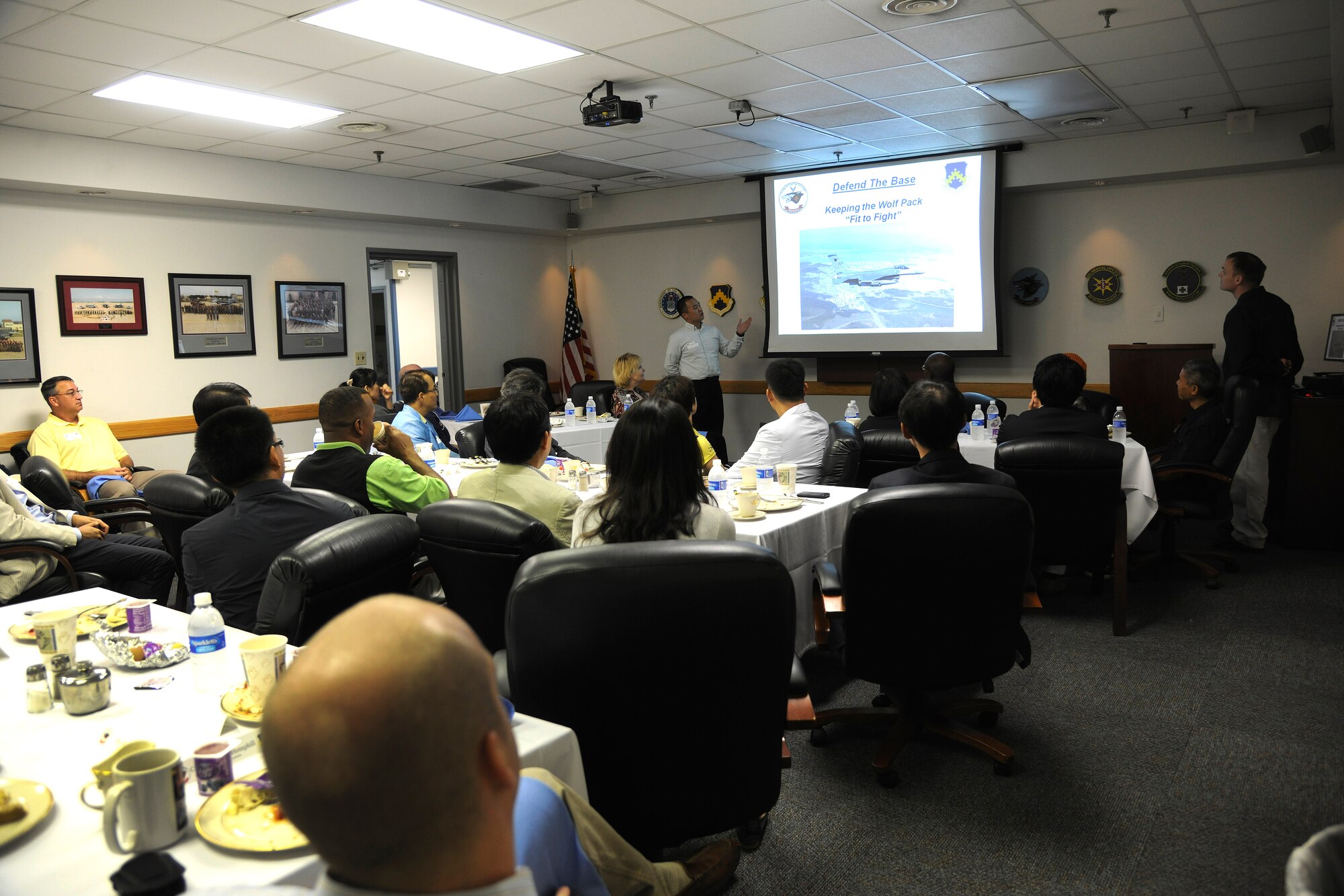 KUNSAN AIR BASE, Republic of Korea -- 8th Medical Group leadership hosted Wonkwang University Medical Center and Gunsan Medical Center executive leadership teams here Sept 24. Wonkwang University and Gunsan Medical Centers are Kunsan AB’s referral hospitals of choice who provide specialty care to Wolf Pack members when it is not available at the 8th MDG clinic. (U.S. Air Force photo/Staff Sgt. Rasheen A. Douglas)