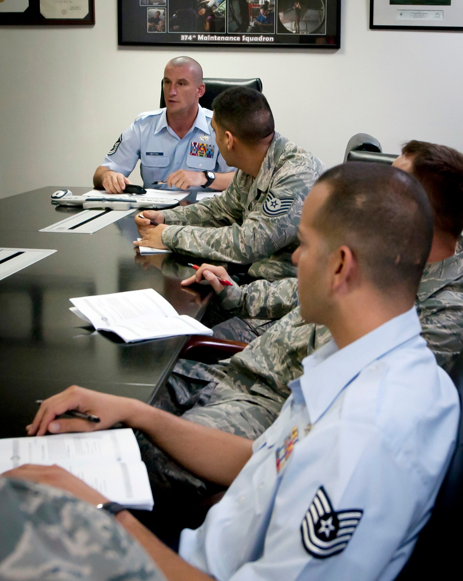 YOKOTA AIR BASE, Japan -- NCOs and Senior NCOs from the 374th Maintenance Squadron attend a 360 Degree Leader course at Yokota Air Base, Japan, Sept. 26, 2011. The 360 Degree Leader program is a continuing leadership course designed to teach the principles of leading an organization from all levels. (U.S. Air Force photo/Airman 1st Class Krystal M. Garrett) 