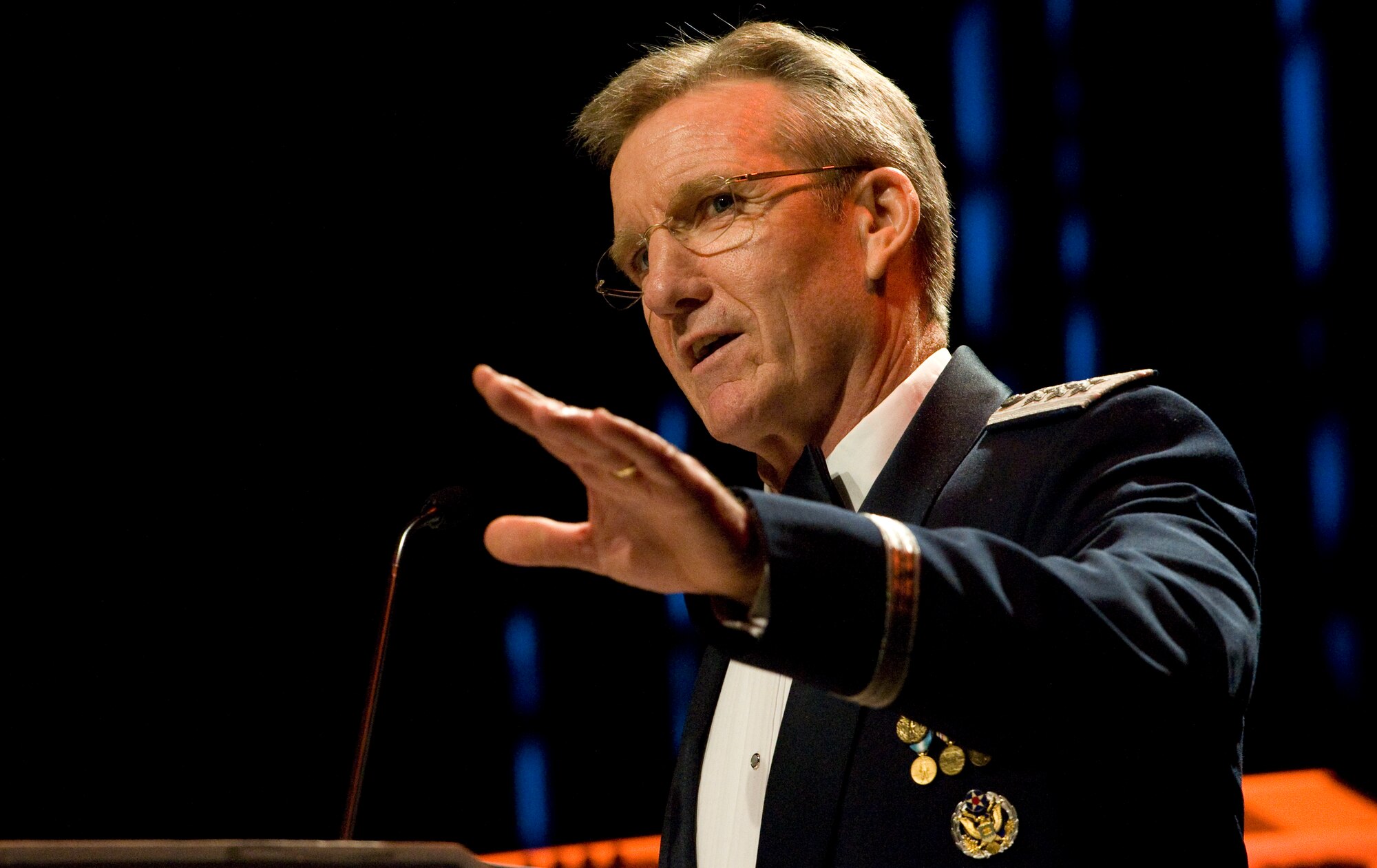 U.S. Air Force Lt. Gen. Herbert Carlisle, U.S. Air Force deputy chief of staff for operations, plans and requirements, speaks to Airmen during the Las Vegas Air Force Ball Sept. 24, 2011, at the Bellagio Hotel and Casino. The Air Force Ball provided more than 800 Airmen an opportunity to celebrate the 64th Anniversary of the United States Air Force. (U.S. Air Force photo by Staff Sgt. Christopher Hubenthal/Released)