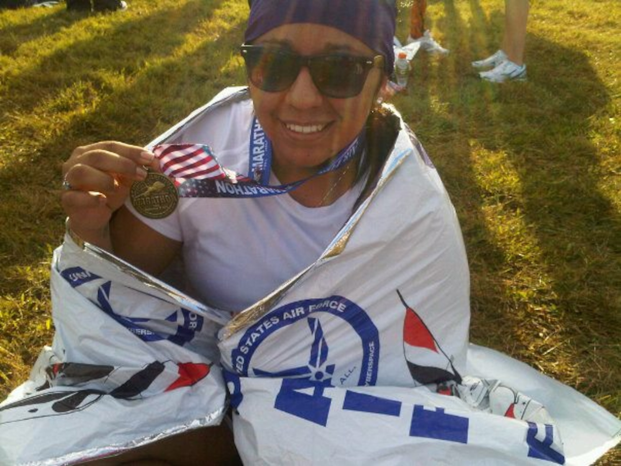 Lluvia Cabonilas, 81st Medical Group, services management journeyman, displays her Air Force Marathon medal.  (Courtesy photo)