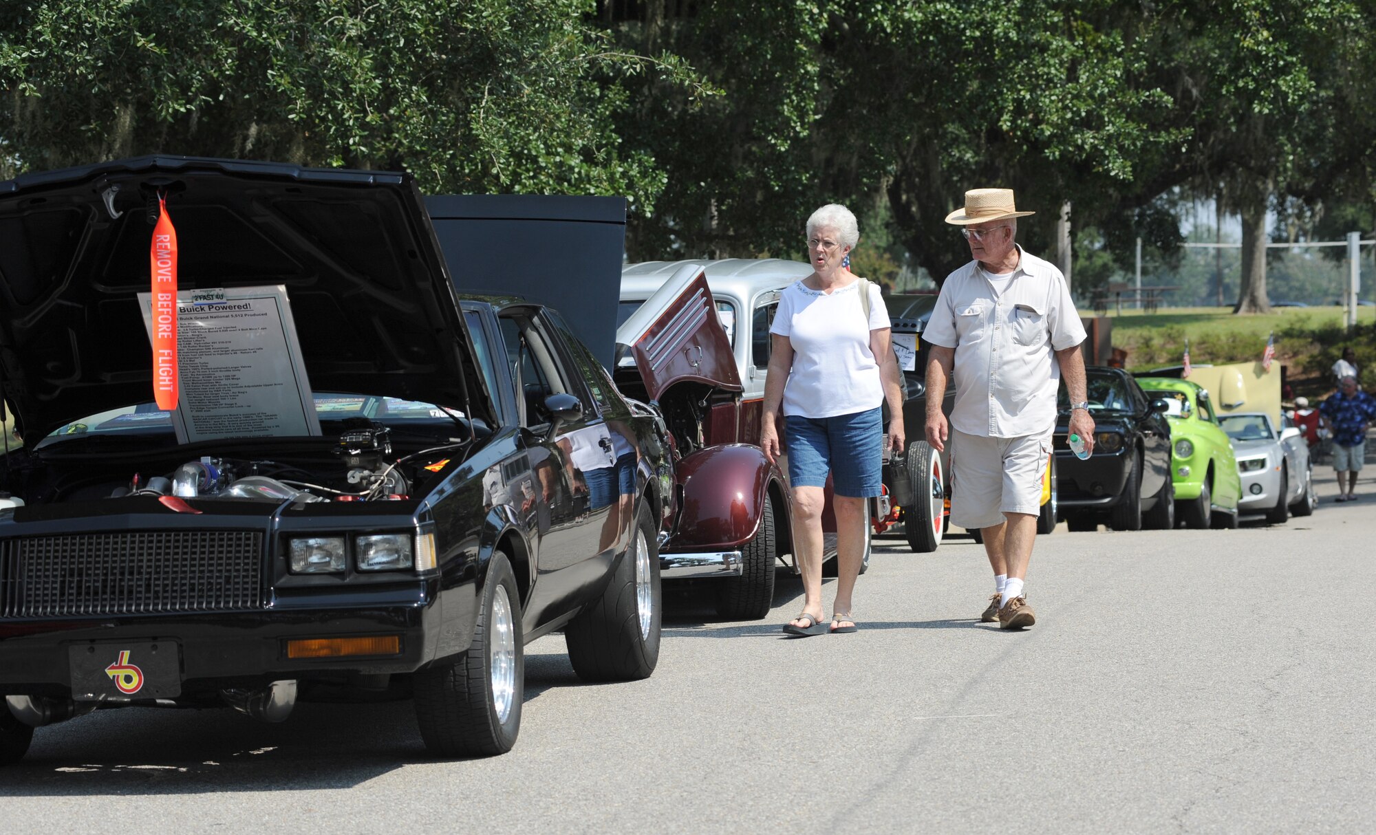 Barbara and Richard Bitler of D’Iberville take a stroll down memory lane together
as they peruse a variety of antique cars at Cruisin’ Keesler at marina park Sept. 24.  Bitler is an Air Force retiree.  Saturday’s event was a prelude to the 15th annual Cruisin’ the Coast, Sunday through Oct. 9.  (U.S. Air Force photo by Kemberly Groue)