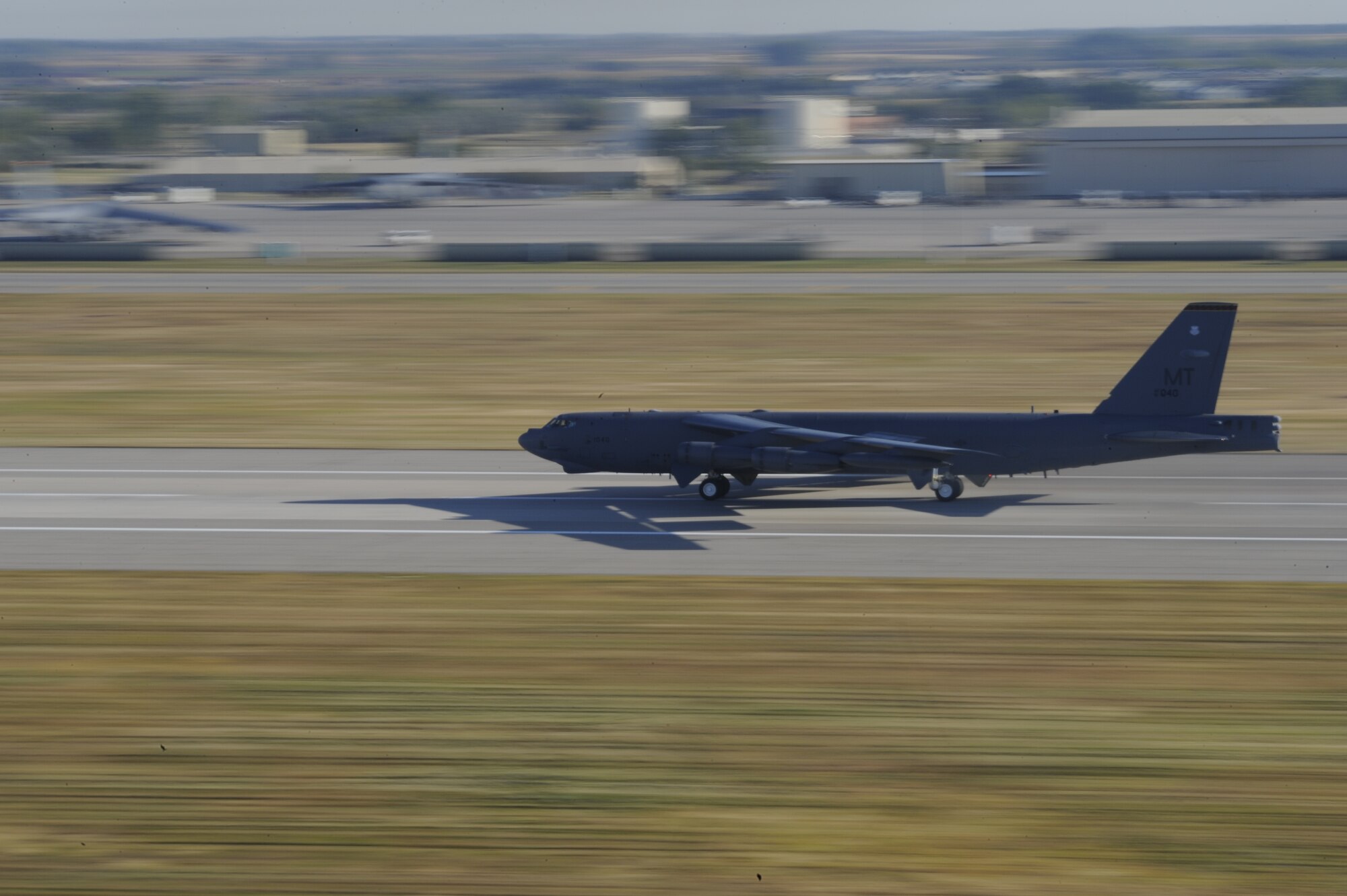 MINOT AIR FORCE BASE, N.D. -- A B-52H Stratofortress takes off here Sept. 22 as part of a rapid launch exercise. Exercises like these are integral to maintaining mission readiness and ensuring Team Minot is prepared to answer the call of the President of the United States and Combatant Commanders. (U.S. Air Force Photo/Airman 1st Class Stephanie Ashley)
