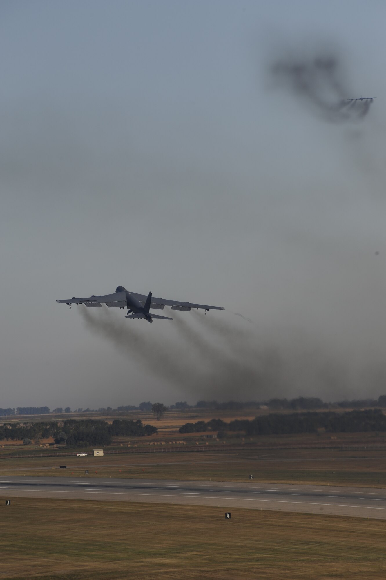 MINOT AIR FORCE BASE, N.D. -- A B-52H Stratofortress takes off here Sept. 22 as part of a rapid launch exercise. Exercises like these are integral to maintaining mission readiness and ensuring Team Minot is prepared to answer the call of the President of the United States and Combatant Commanders. (U.S. Air Force Photo/Airman 1st Class Stephanie Ashley)