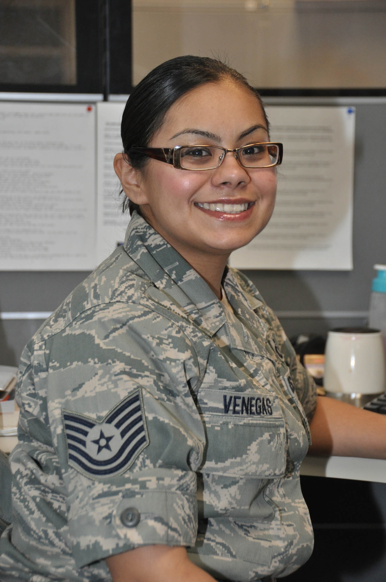 Tech. Sgt. Faviola Venegas is a flight records manager for the 452nd Operational Support Squadron at March Air Reserve Base, Calif. (U.S. Air Force photo/Tech. Sgt. Joe Davidson)