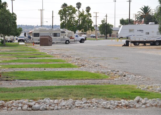 Twenty motor home sites at the March Air Reserve Base, Calif., family camp stand vacant Aug. 26, 2011, in preparation for a long-awaited construction project that will pave the camp?s central road, prevent rainy season flooding and add ten new sites to the camp. (U.S. Air Force photos/Tech. Sgt. Joe Davidson)