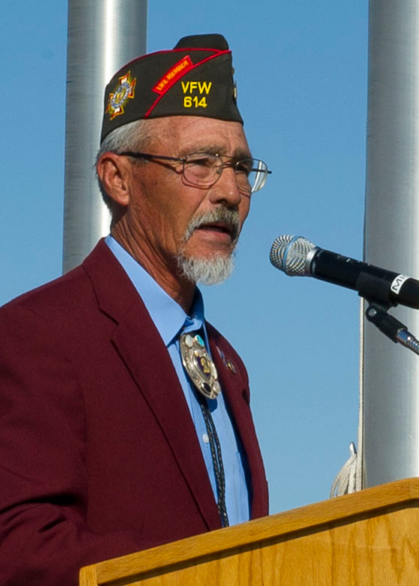 HOLLOMAN AIR FORCE BASE, N.M. -- Abel Saiz, commander of the Department of New Mexico Veterans of Foreign Wars of the United States, speaks during the 2011 Prisoners of War/ Missing in Action Recognition Day Ceremony Sept. 29, 2011, at Heritage Park. Observances of National POW/MIA Recognition Day are held across the country on military installations ships at sea, state capitols, schools and veteran facilities. (U.S. Air Force photo by Senior Airman John D. Strong II/ Released)