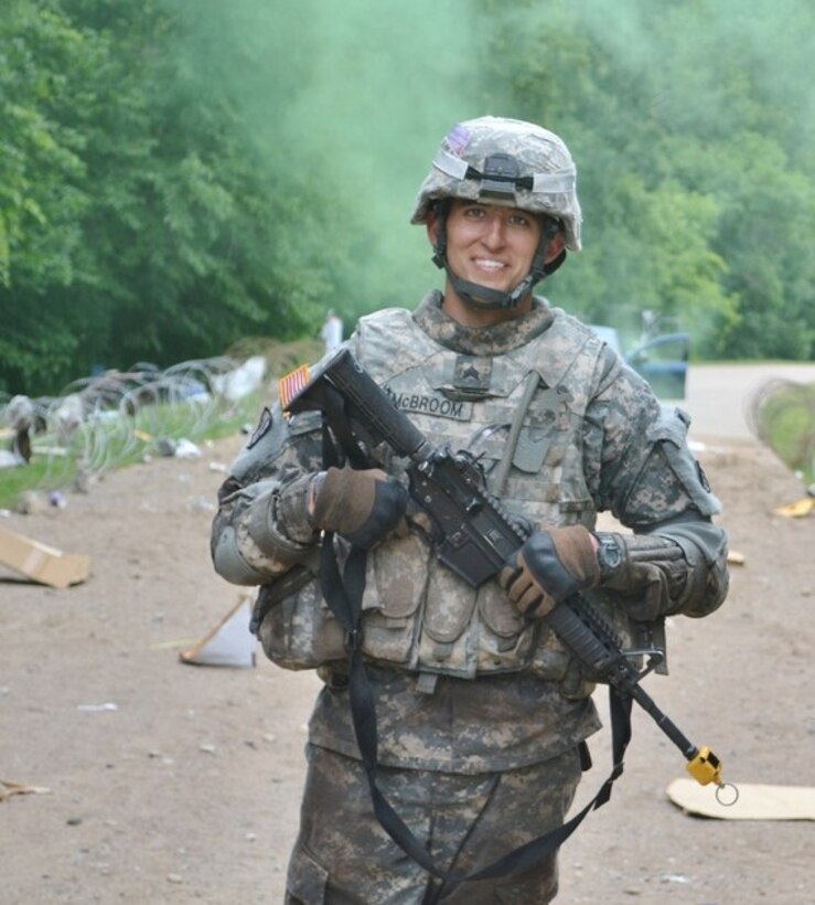 Sgt. Douglas A. McBroom participated in the Situational Training Exercise portion of the 2011 Army Materiel Command Best Warrior Competition July 13 at Rock Island Arsenal, Ill. He will compete for the NCO of the Year title at the upcoming 2011 Department of the Army Best Warrior Competition. (U.S. Army photo by Mark Diamond/Released)