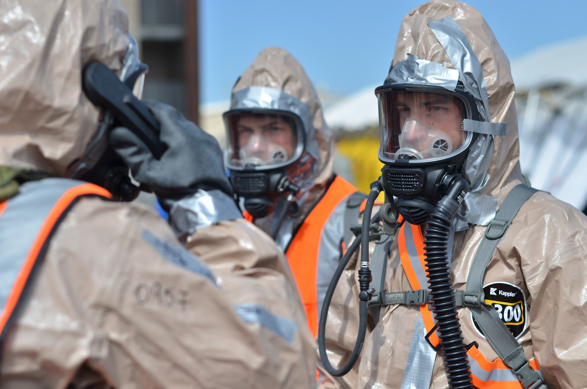 Washington National Guard Army and Air members participated in a Homeland Response Force evaluation in August, in Spokane. The Washington HRF team became only the second in the nation certified to respond to large-scale Chemical, Biological, Radiological, Nuclear or high-yield Explosive attacks. The evaluation simulated a hostile chemical attack on civilians and required the military to deploy a decontamination and medical triage unit within a 90-minute window. (U.S. Air Force photo/Staff Sgt. Anthony Ennamorato)