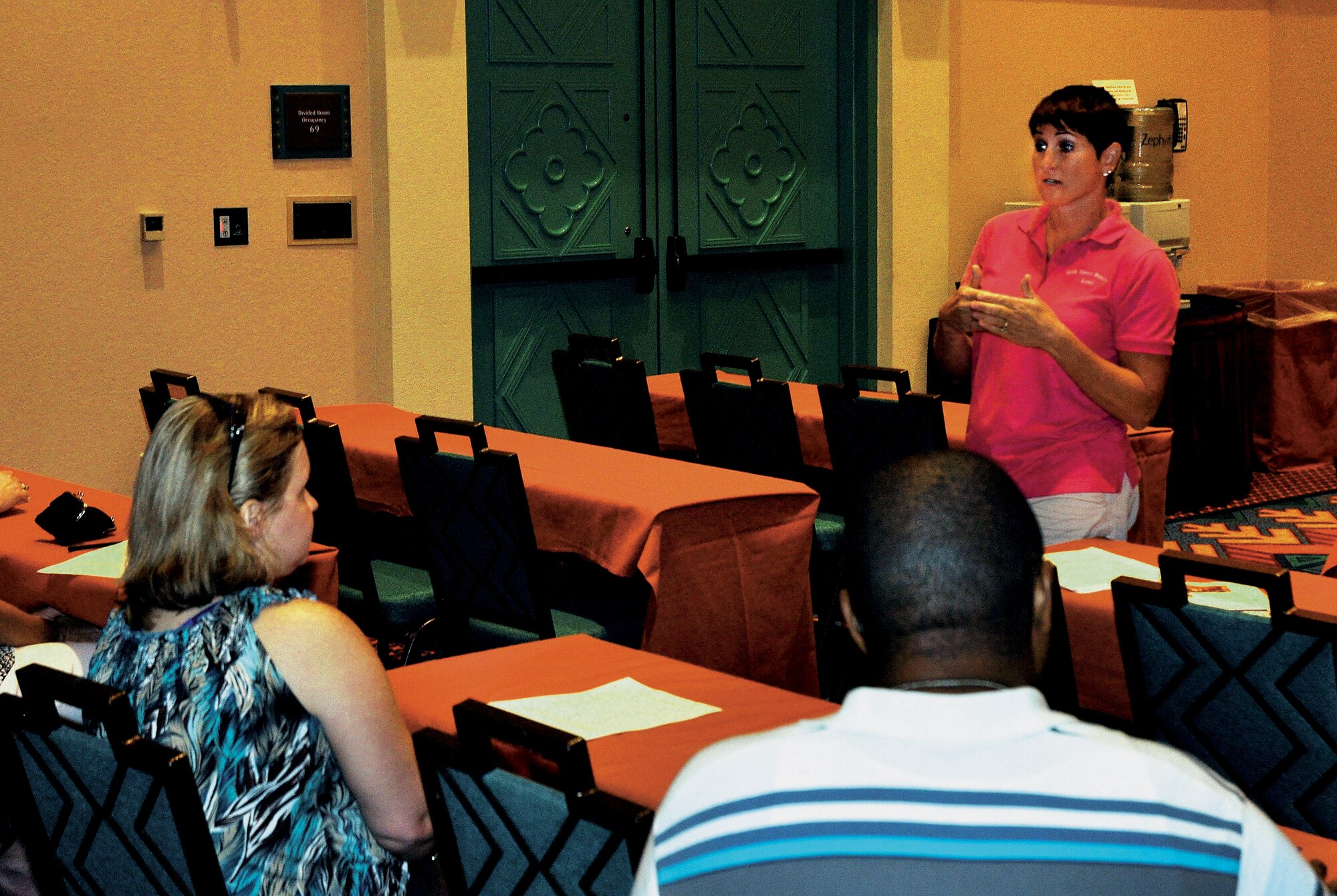 Because some family members may not understand the first thing about the 908th Airlift Wing, there’s a need for some type of program to provide basic information to members’ families. Lori Sim, mentor for the wing’s Key Spouse Program, is determined to make sure that need is filled. (Air Force photo by Lt. Col. Jerry Lobb)