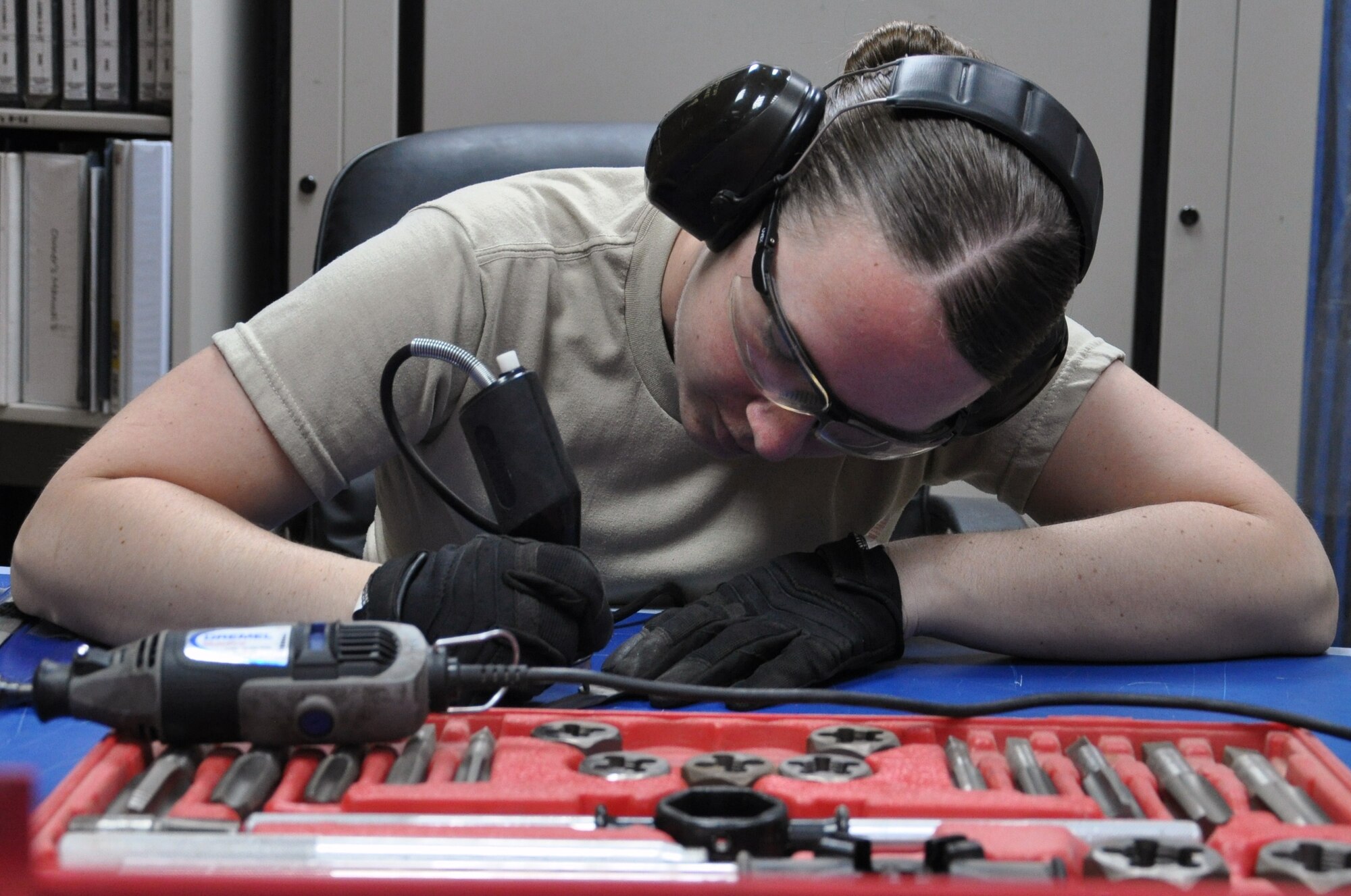 Staff Sgt. Amanda McDaniel, 386th Expeditionary Maintenance Group aerospace ground equipment journeyman, is deployed from 19th Maintenance Group, Little Rock Air Force Base, Ark. (U.S. Air Force photo by Senior Airman Rachelle Elsea)