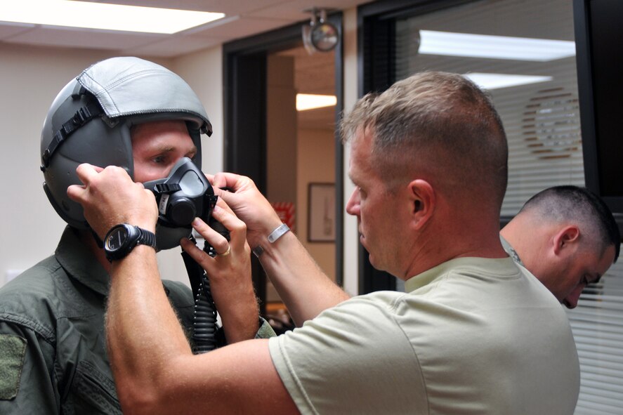 2nd Lt. Matthew Wunderlin goes through preflight training in preparation for his incentive flight on September 11, 2011, at Truax Field, Madison Wis.  Wunderlin was selected to receive an incentive flight back in 2007 while working as a command post controller and is tied for the unofficial record of most canceled incentive flights. (U.S. Air Force photo by 2nd Lt. Stephen Montgomery)