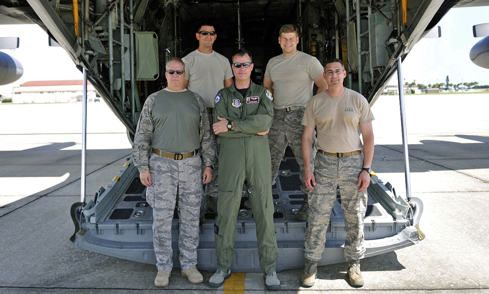 PATRICK AIR FORCE BASE, Fla. - 920th Rescue Wing Reservists (clockwise from top left) Master Sgt. Robert Carcieri,  Tech. Sgt. Mike Braley, Master Sgt. John Schiller, Lt. Col. Thomas Majcher and Tech. Sgt. Dave Foster. These Rescue Airmen make up part of the  Combat Search and Rescue Medical Element team here. Their primary mission is to provide a very high level of patient care in the staging and evacuation of patients using either our aircraft or another aircraft of opportunity. They are tasked to provide basic to advanced medical procedures to those patients, including critical patients, for up to 72 hours without resupply. (U.S. Air Force photo)