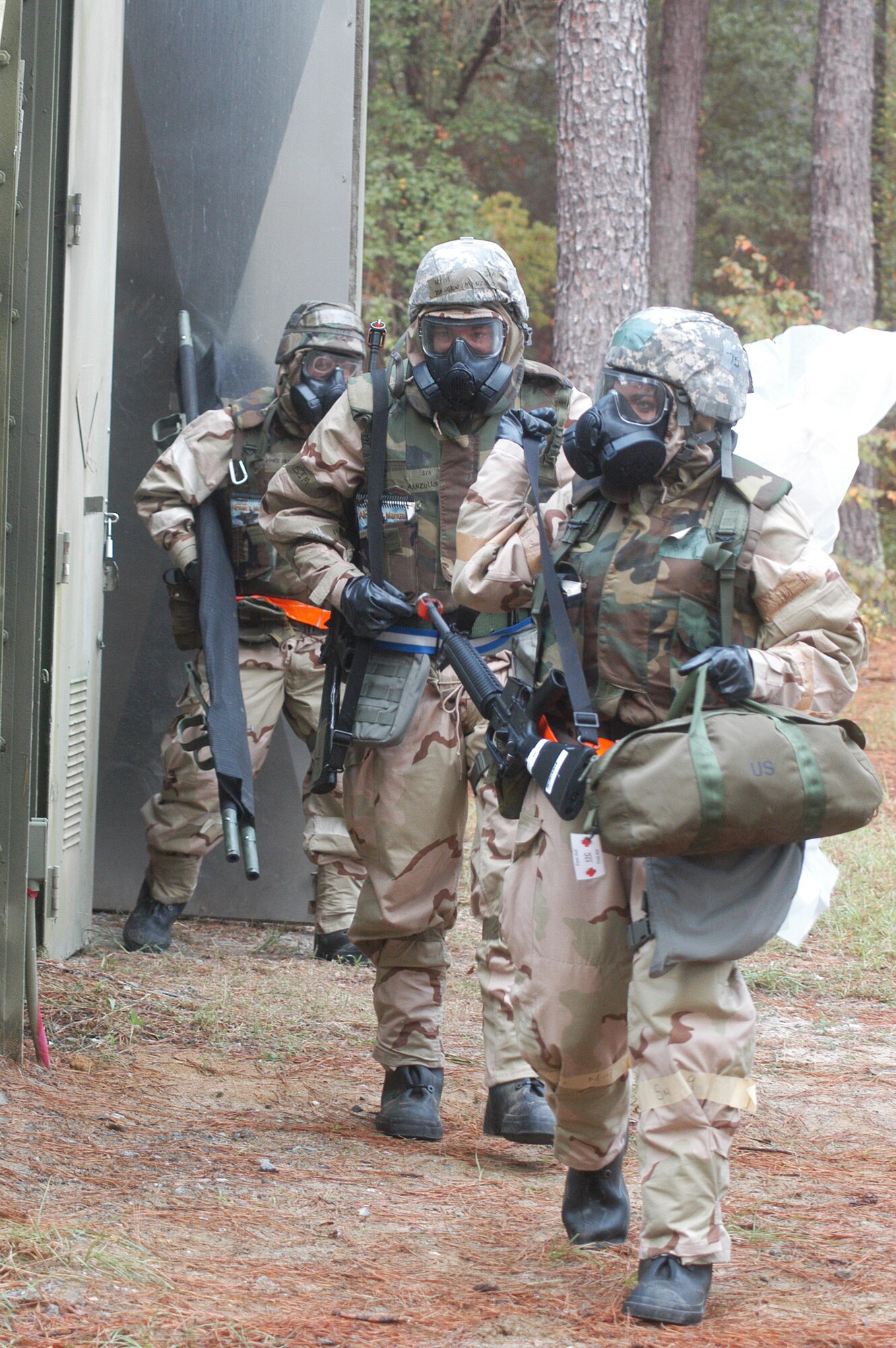 Airmen perform a PAR ( Post Attack Reconnaissance)  during exercises Sept 21 at Warrior Air Base. U. S. Air Force photo by Sue Sapp