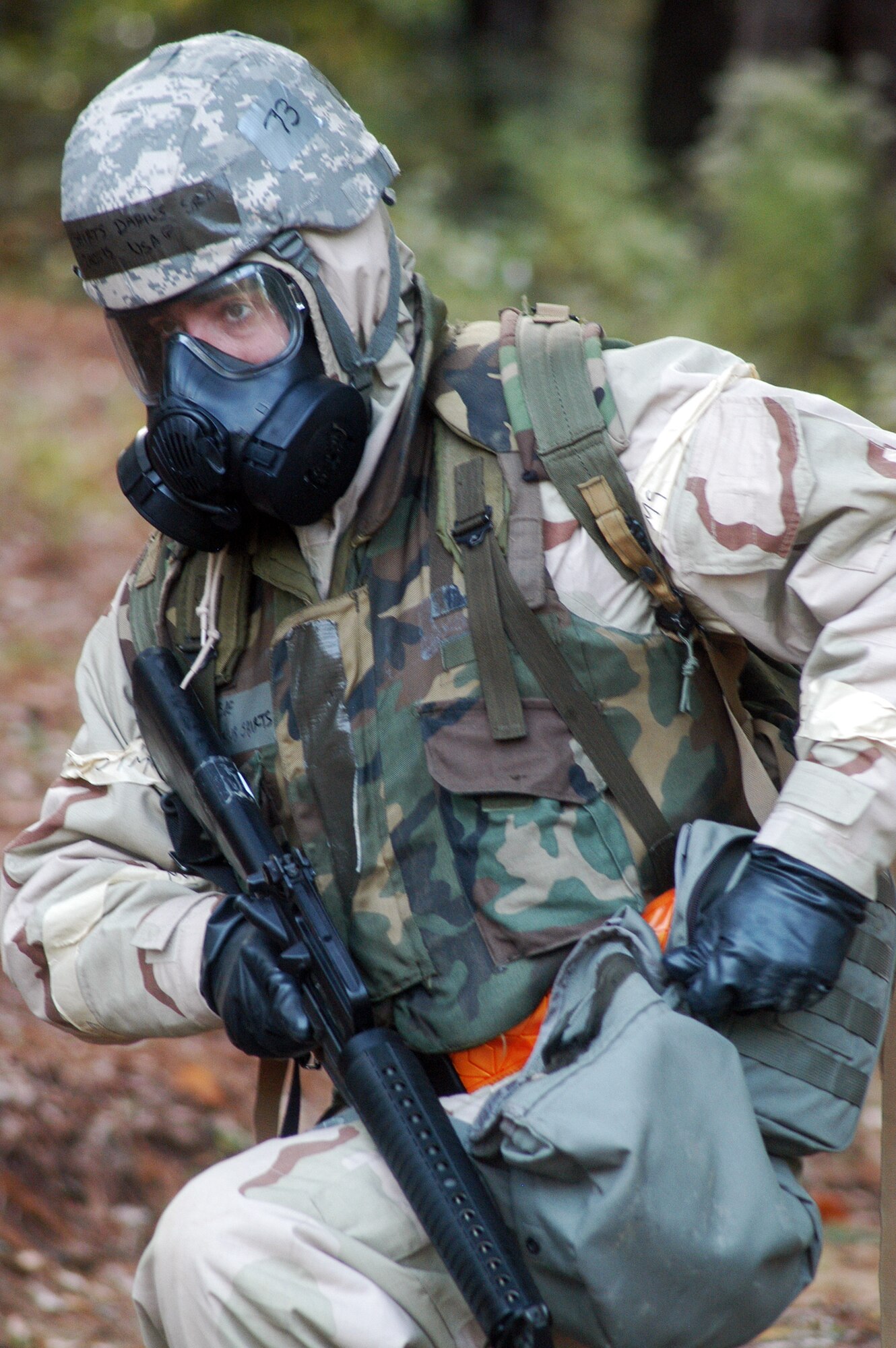 An Airmen performs a PAR ( Post Attack Reconnaissance)  during exercises Sept 21 at Warrior Air Base. U. S. Air Force photo by Sue Sapp