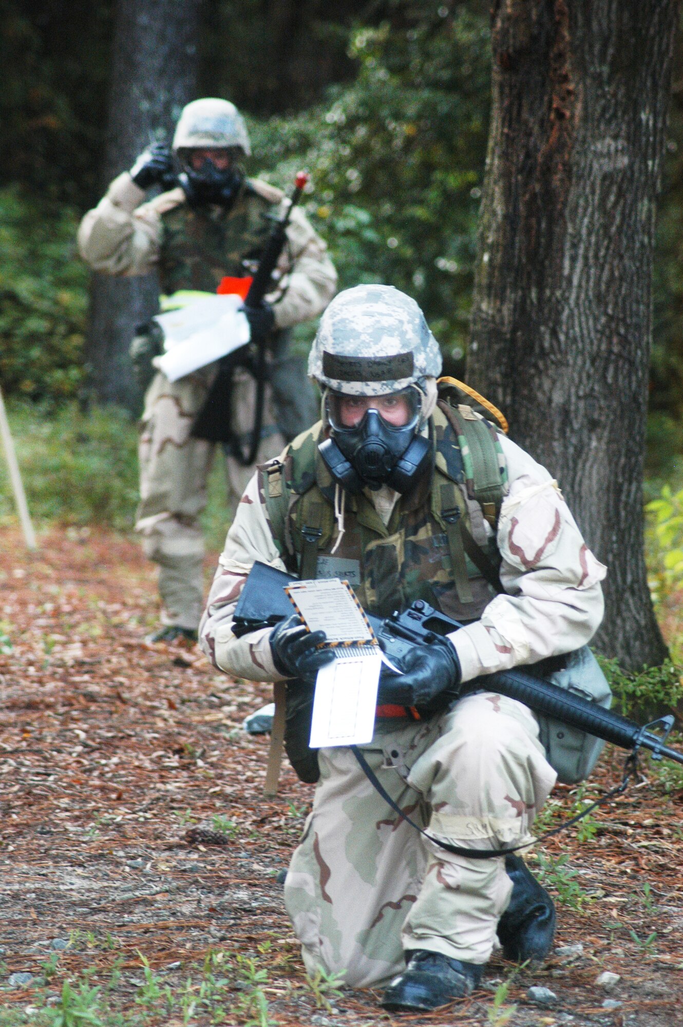 Airmen perform a PAR ( Post Attack Reconnaissance)  during exercises Sept 21 at Warrior Air Base. U. S. Air Force photo by Sue Sapp