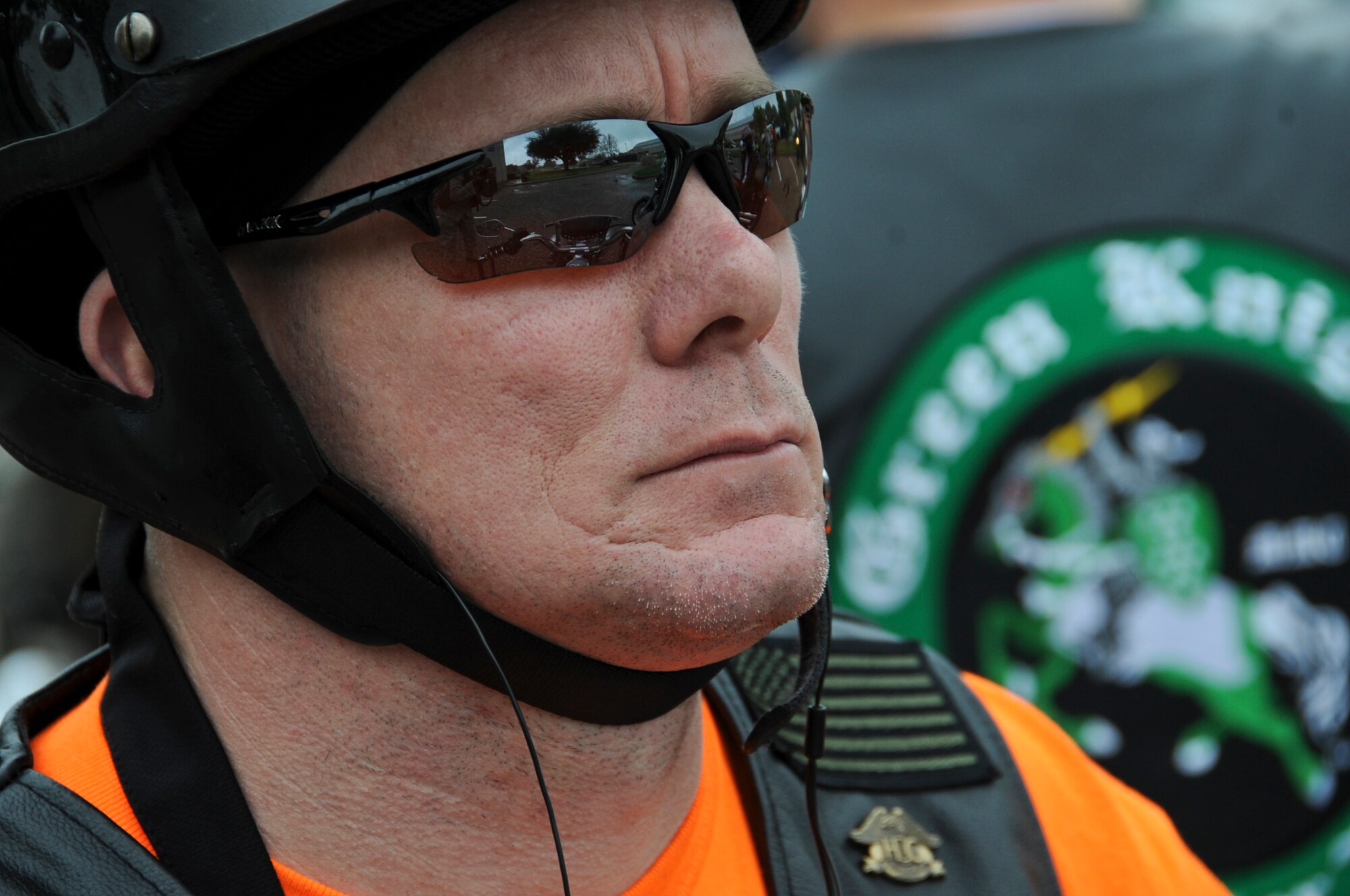 Tech. Sgt. Richard Silny, 2nd Civil Engineer Squadron, waits as other motorcycle enthusiasts line up to depart during Thunder on the Bayou on Barksdale Air Force Base, La., March 30. To ensure safety, riders rode in three different packs based on experience. (U.S. Air Force photo/Airman 1st Class Micaiah Anthony)(RELEASED) 